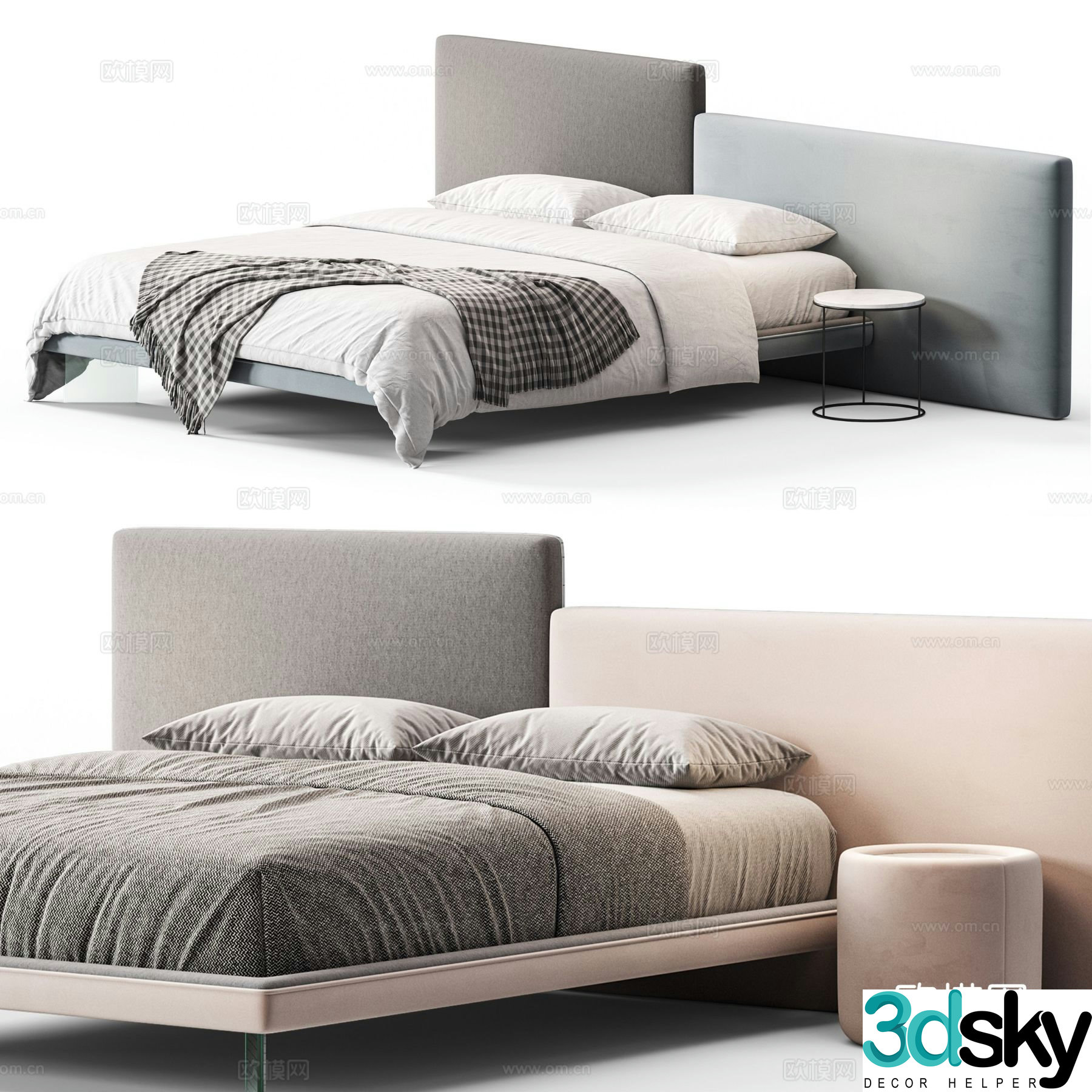 Diotti modern double bed 3d model