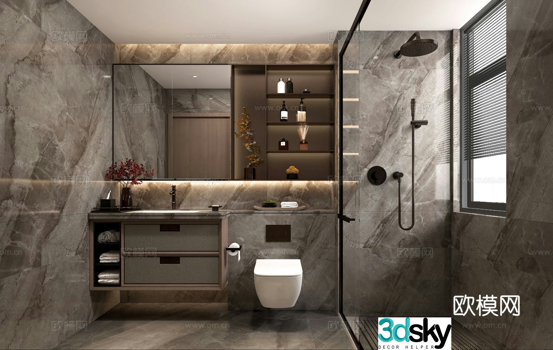 New Chinese style bathroom bathroom 3d model