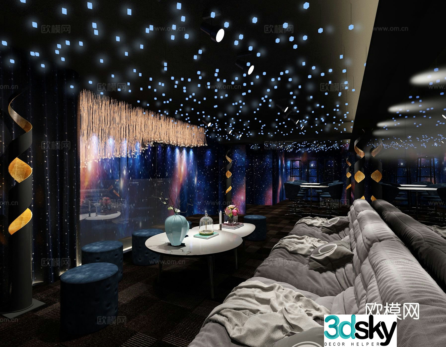 Modern starry sky restaurant and bar Internet celebrity restaurant 3D model