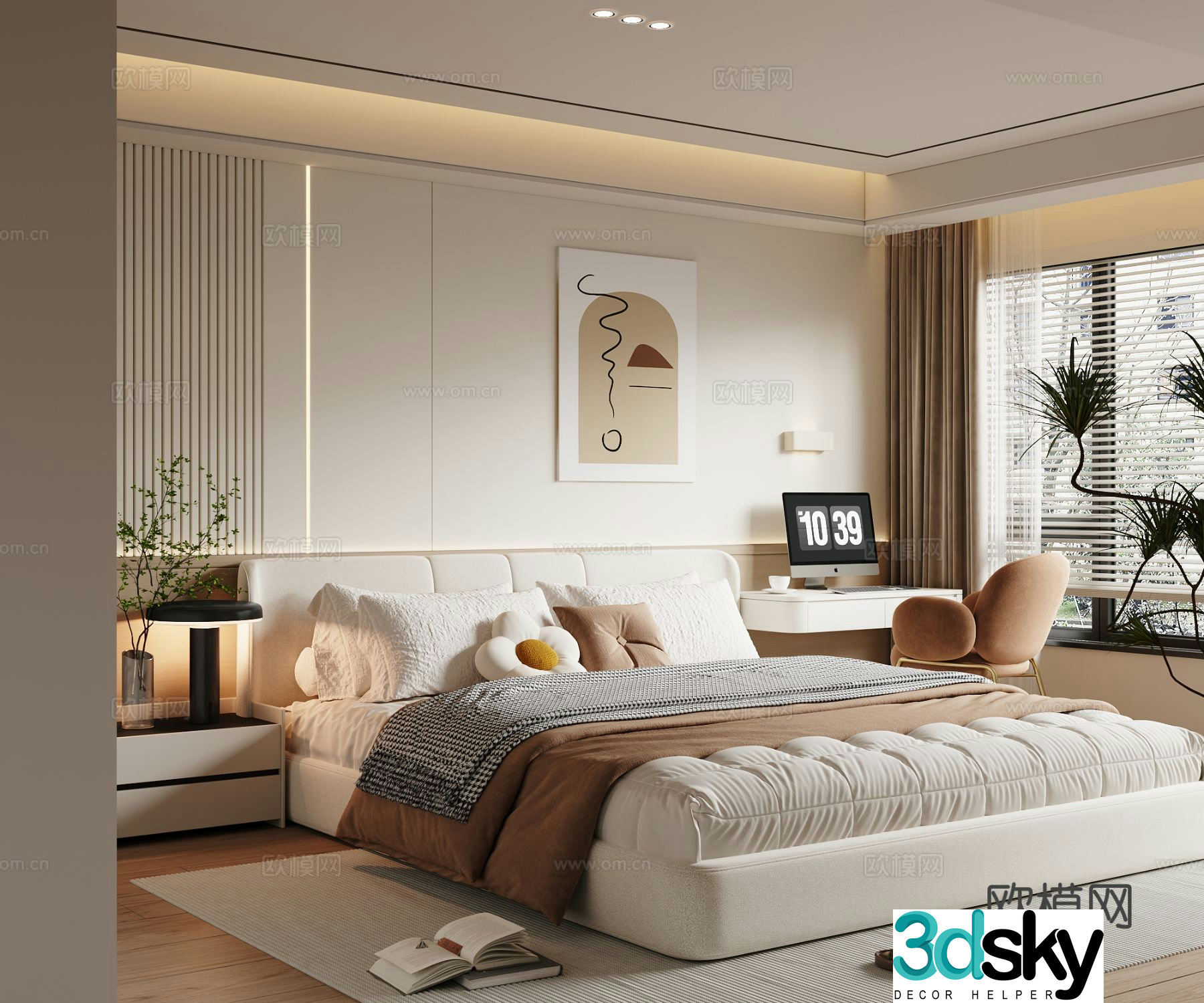 Cream style bedroom master bedroom 3d model