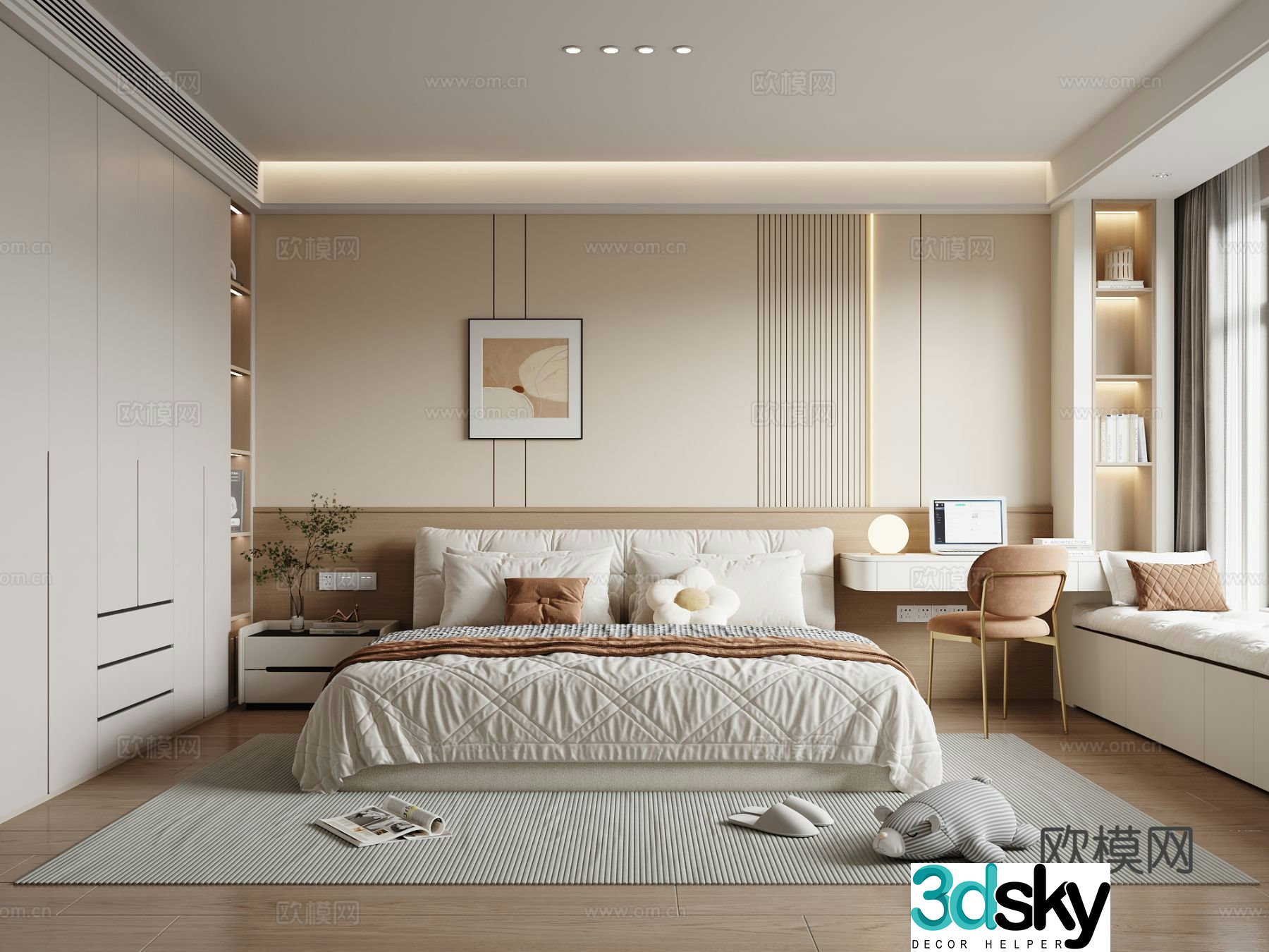 Cream style bedroom master bedroom 3d model