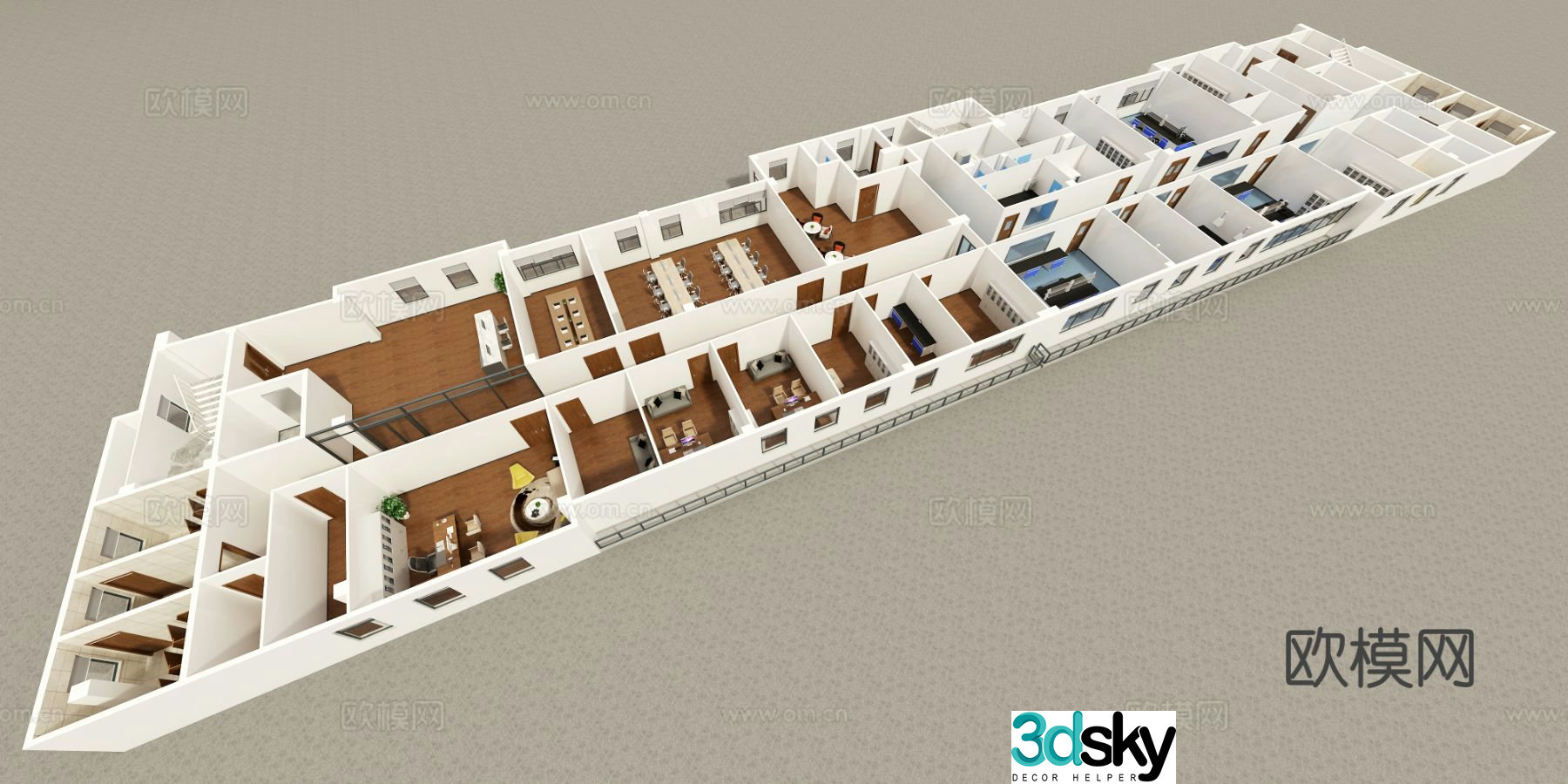 Modern laboratory aerial view 3d model
