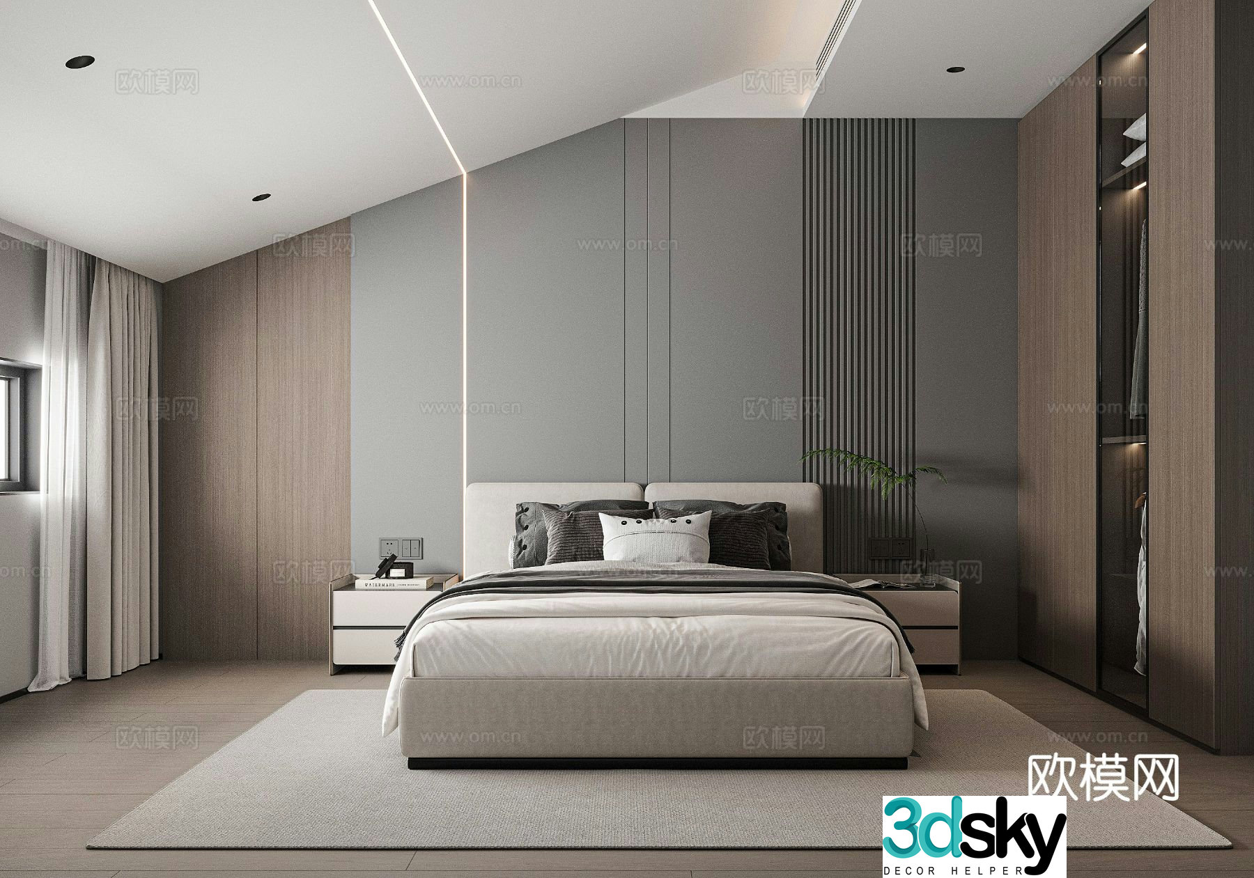 Modern bedroom master bedroom 3d model