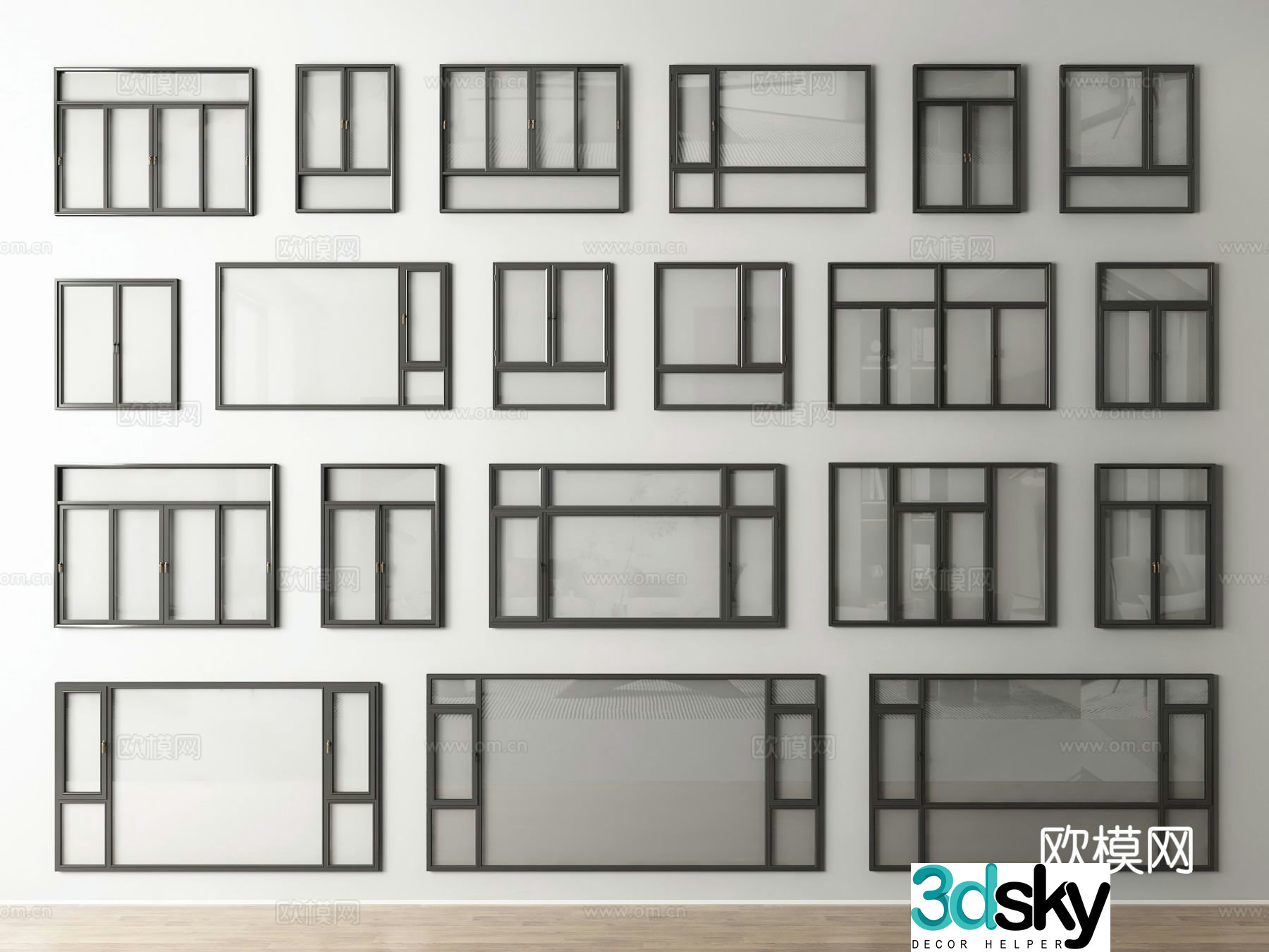 Modern windows casement window 3d model