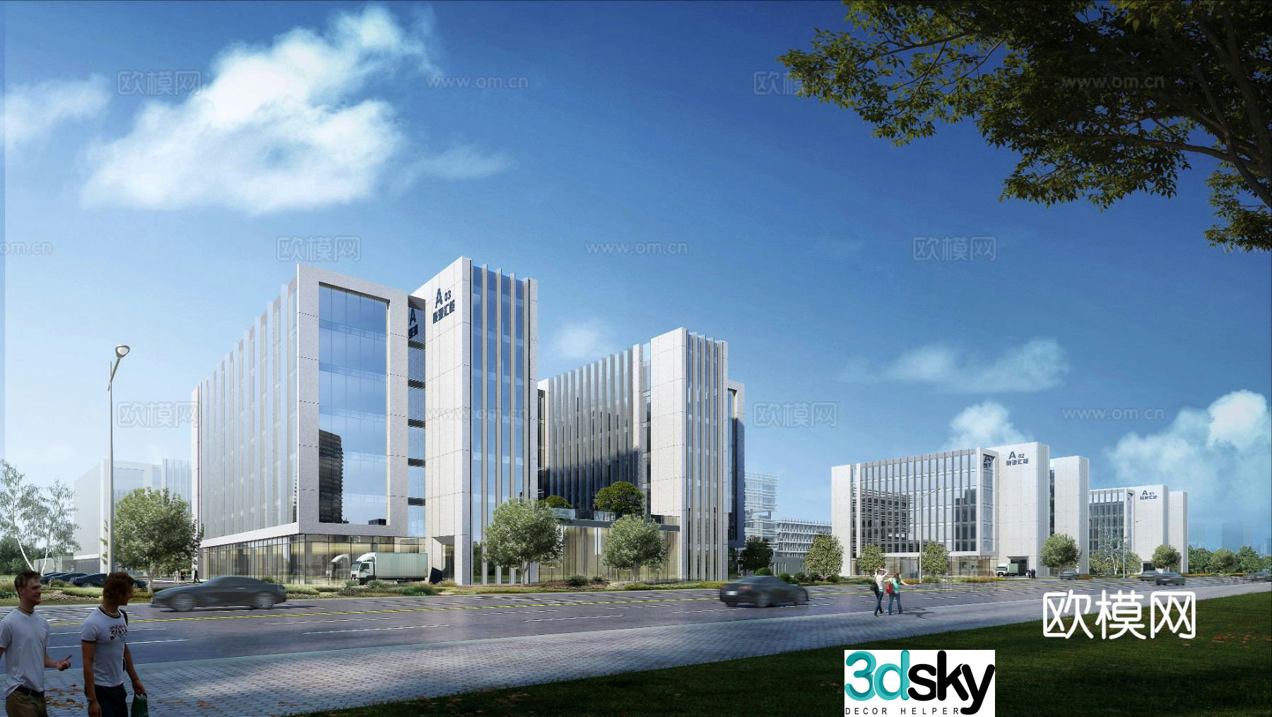 3D model of the appearance of the office building along the street