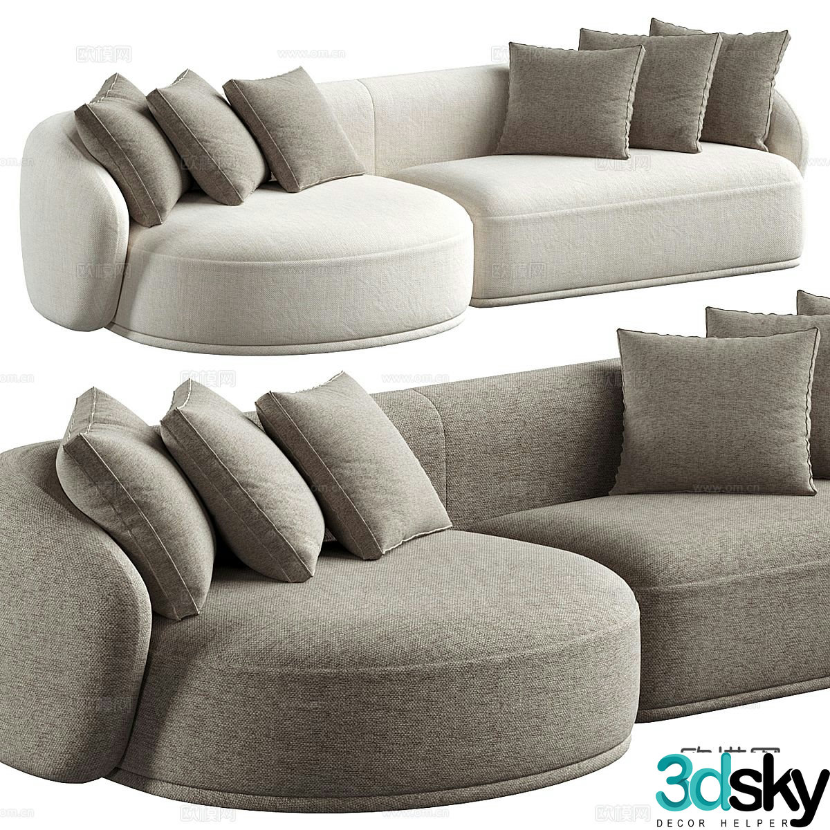 Modern fabric sofa special-shaped sofa 3d model