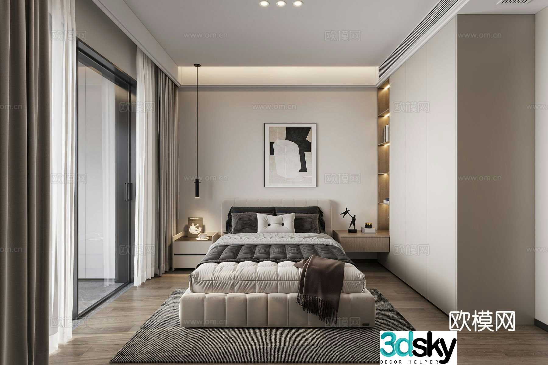 Modern bedroom second bedroom 3d model