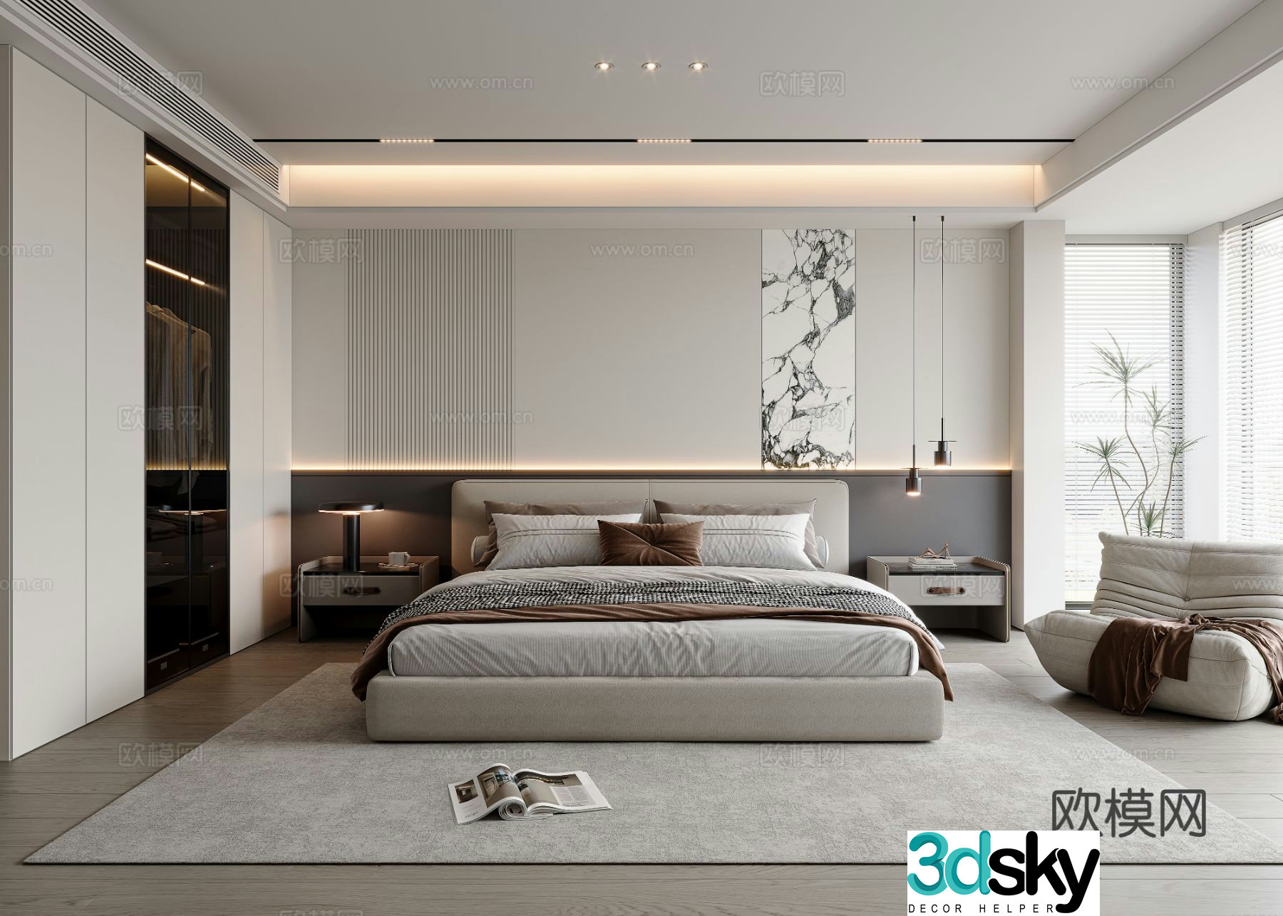 Modern bedroom master bedroom 3d model