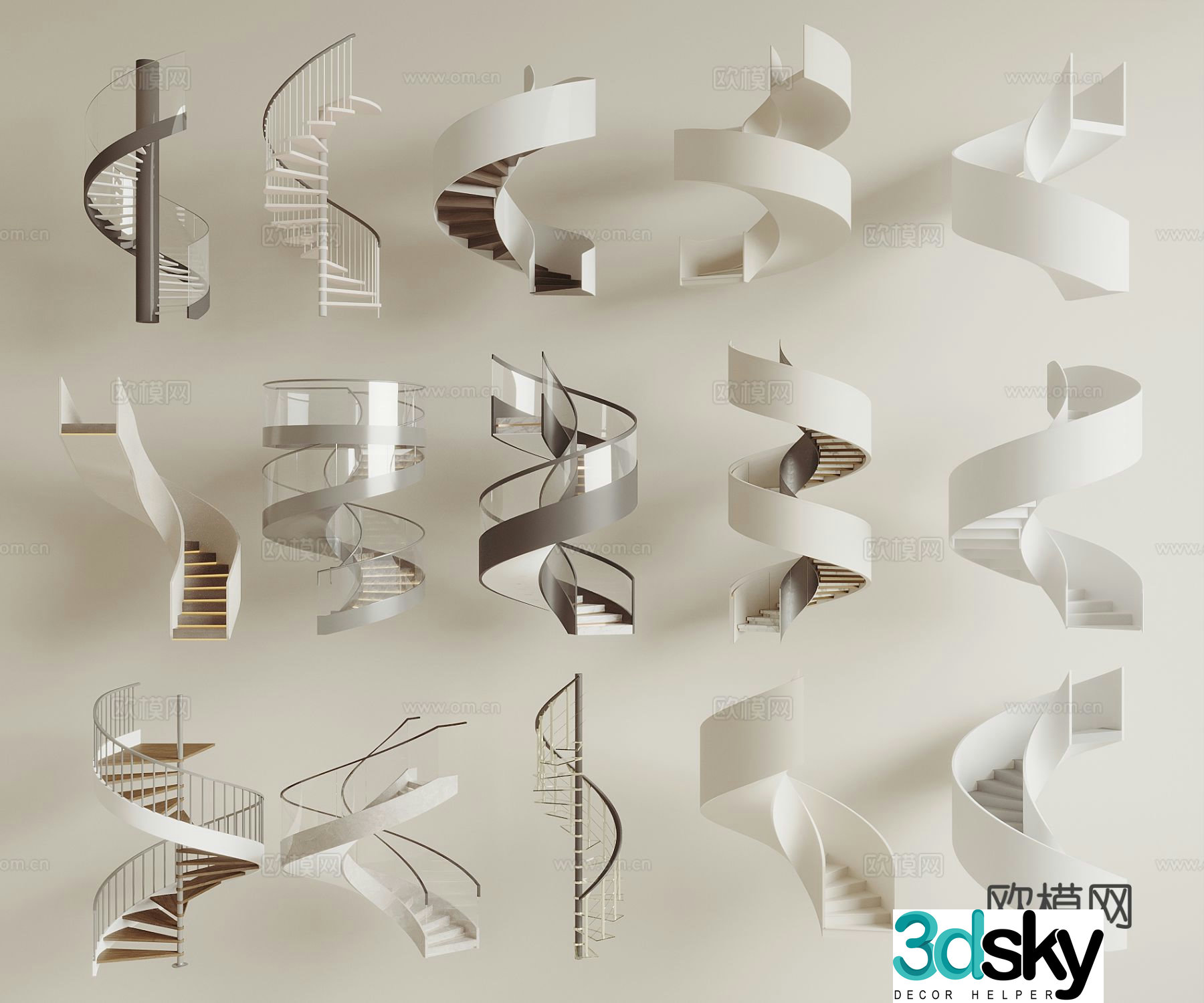 Modern spiral staircase 3d model