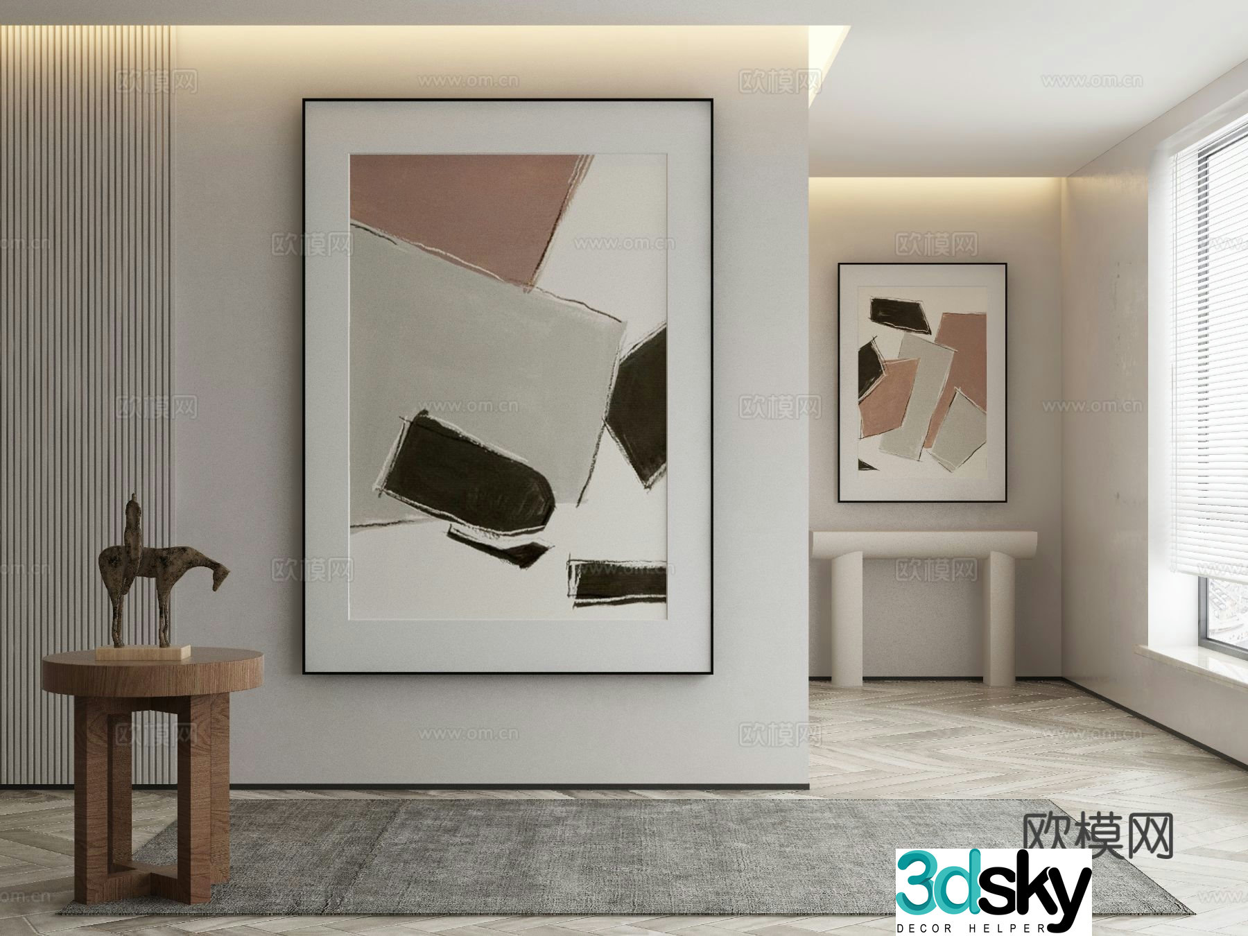 Modern decorative painting abstract painting 3d model