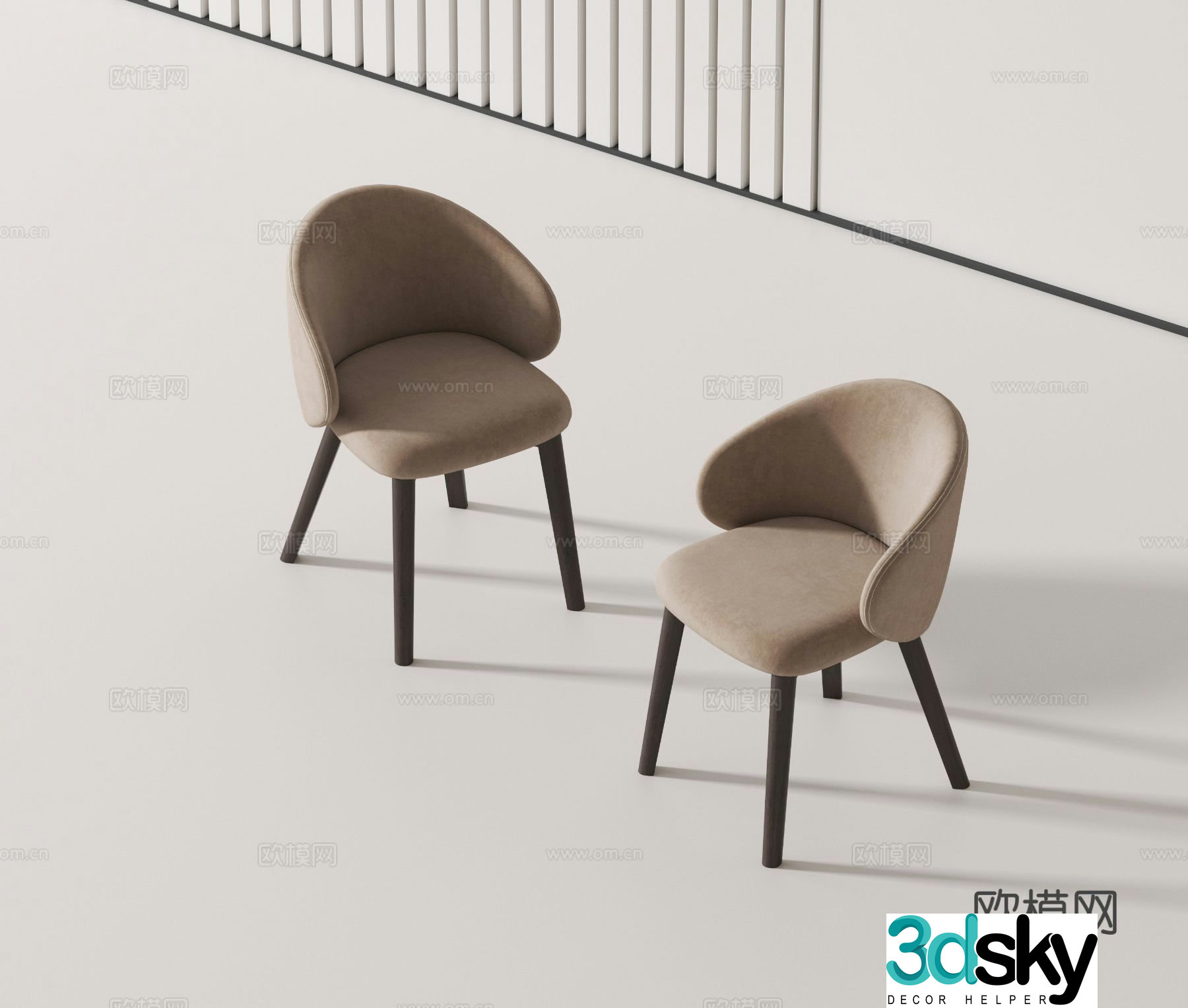 Modern single chair chair dining chair 3d model