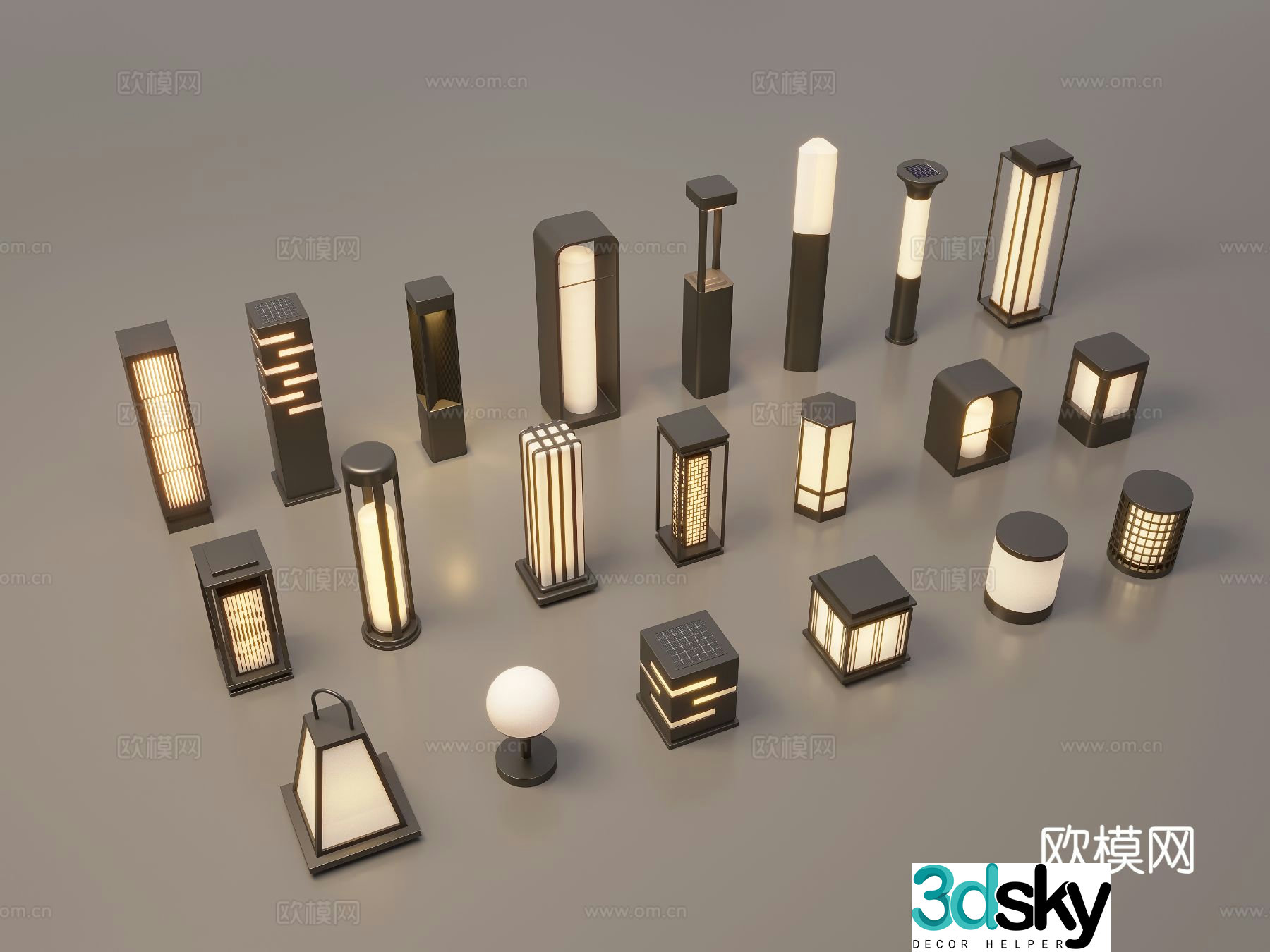 New Chinese style landscape lamp lawn lamp garden lamp outdoor lamp 3d model