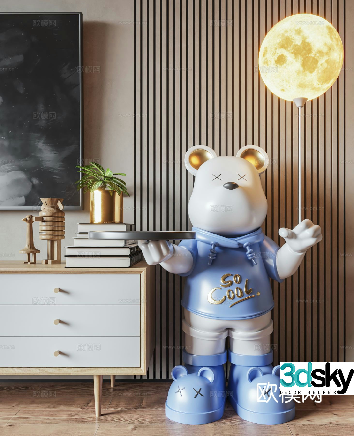 Cream style bear sculpture 3d model
