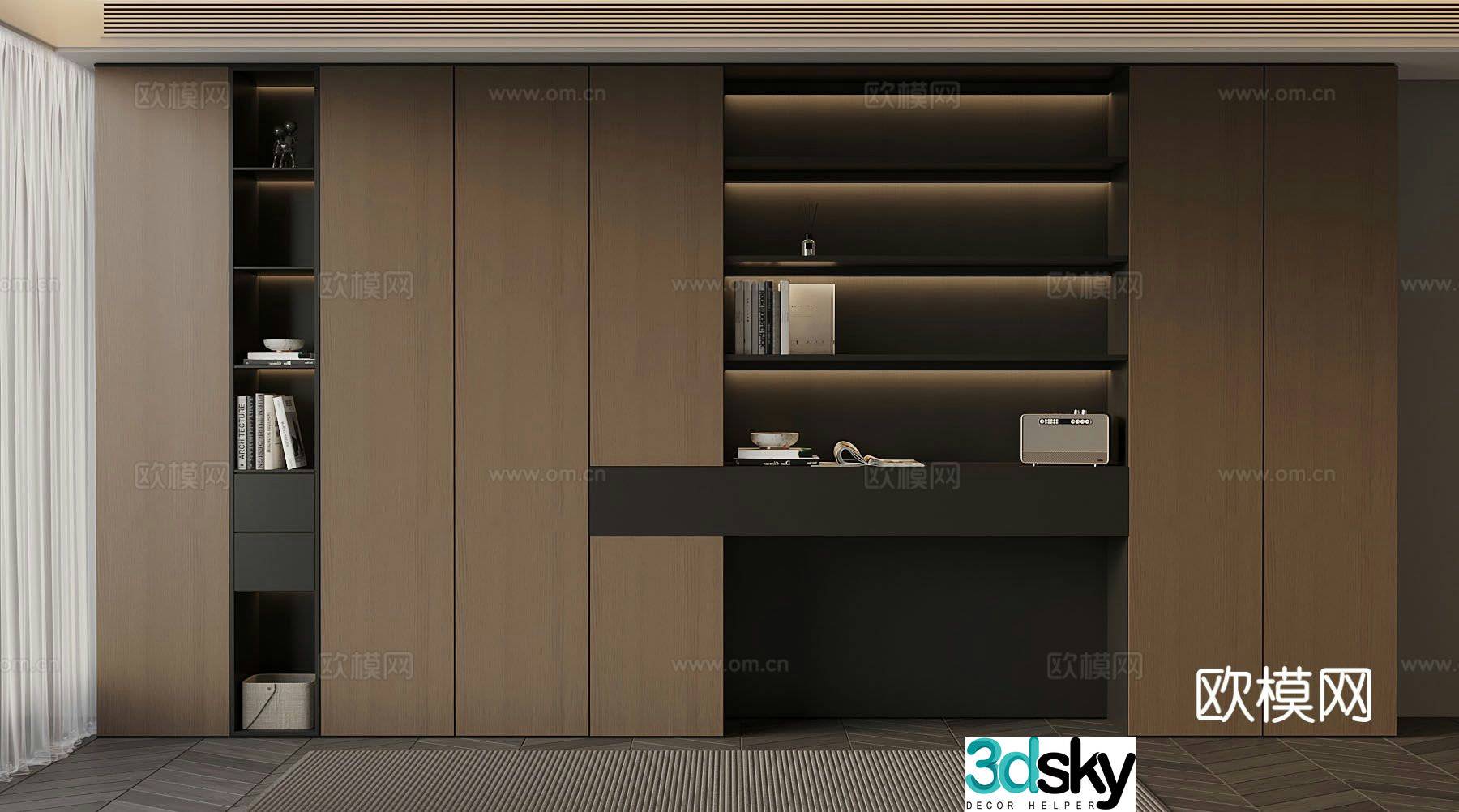 Italian minimalist wardrobe 3D model