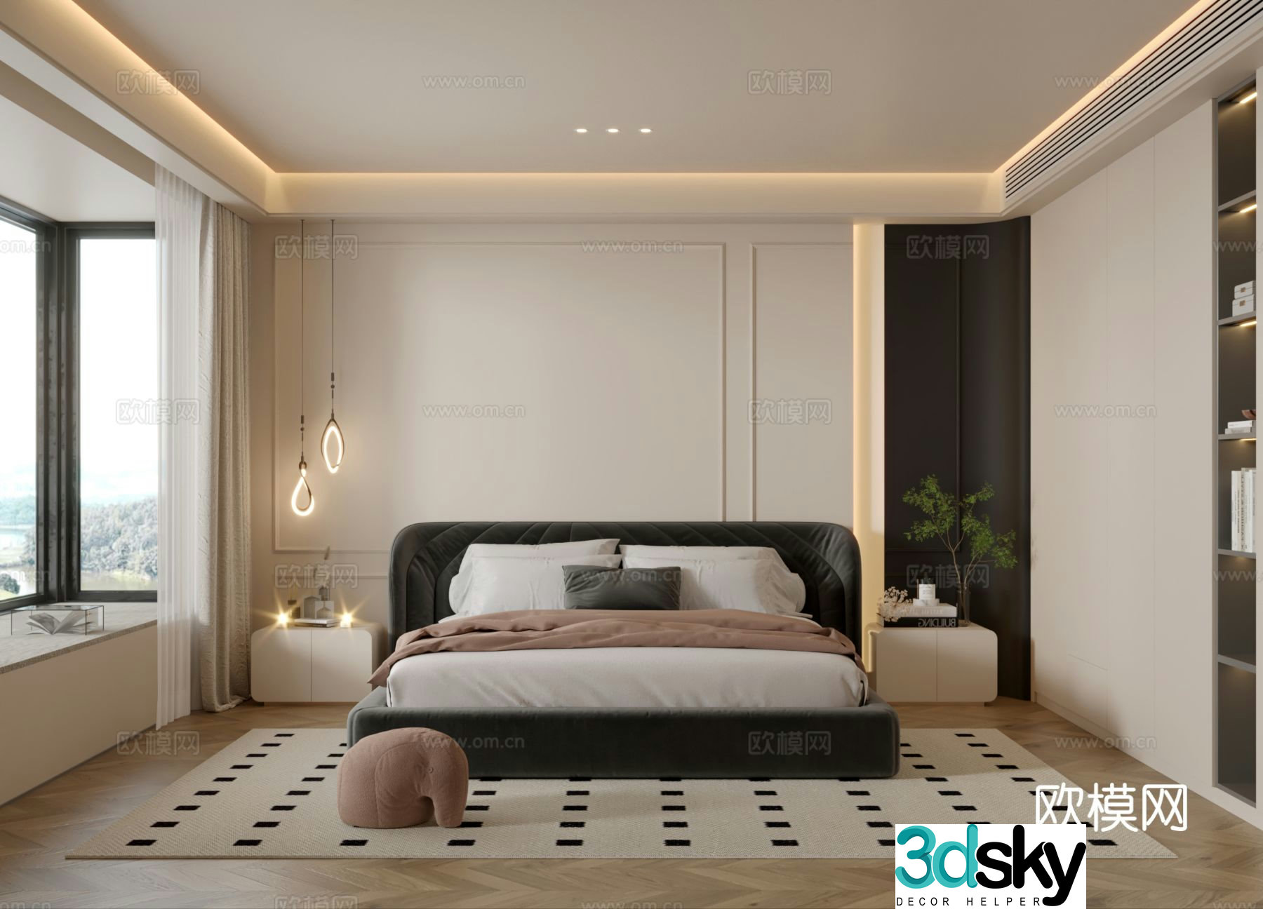 Cream style bedroom master bedroom 3d model