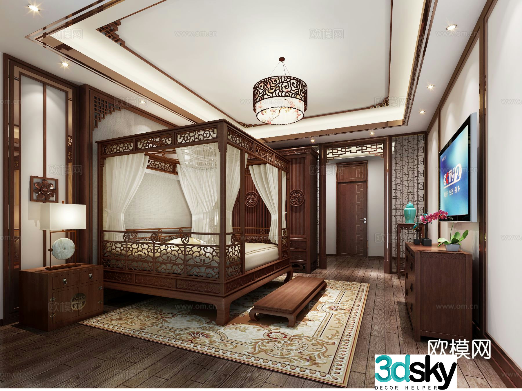 Chinese style bedroom master bedroom 3d model