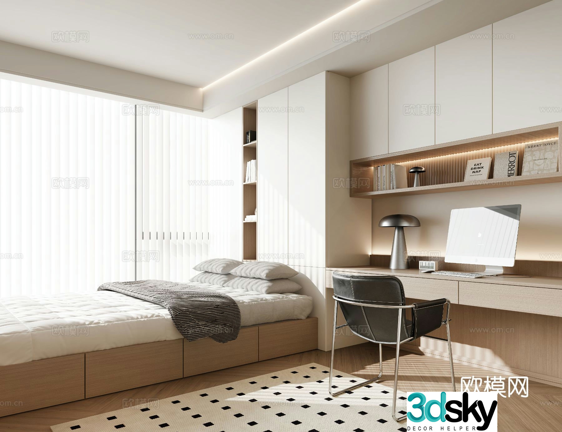 Modern tatami bedroom 3d model