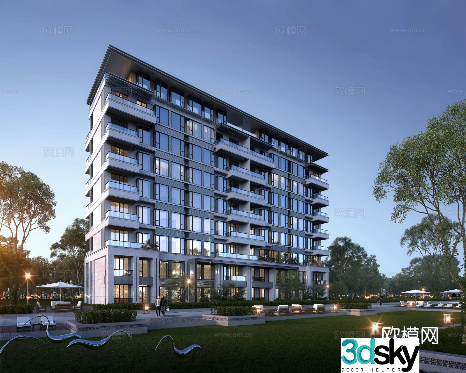 Multi-storey house exterior 3d model