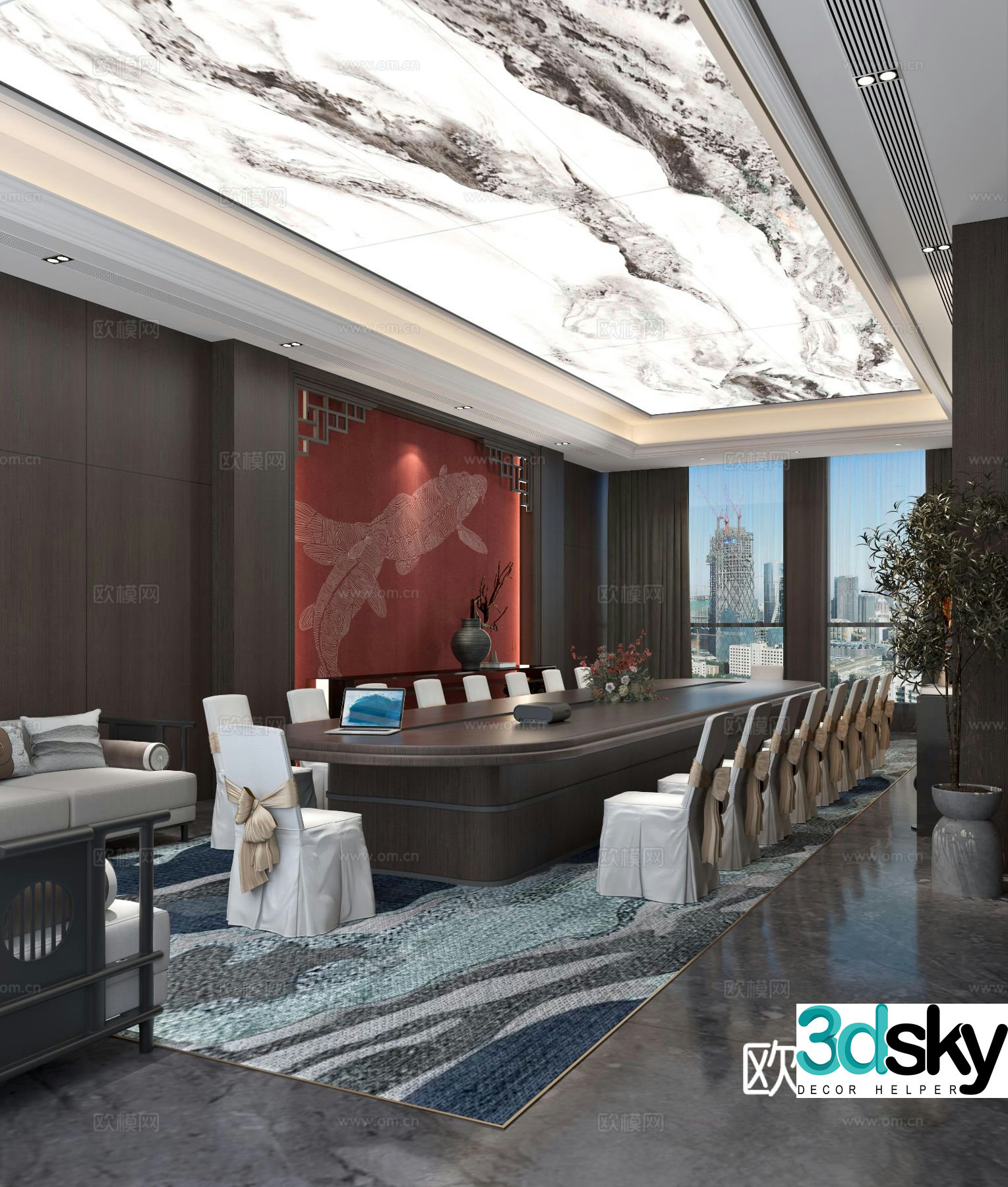 New Chinese style hotel conference room 3D model