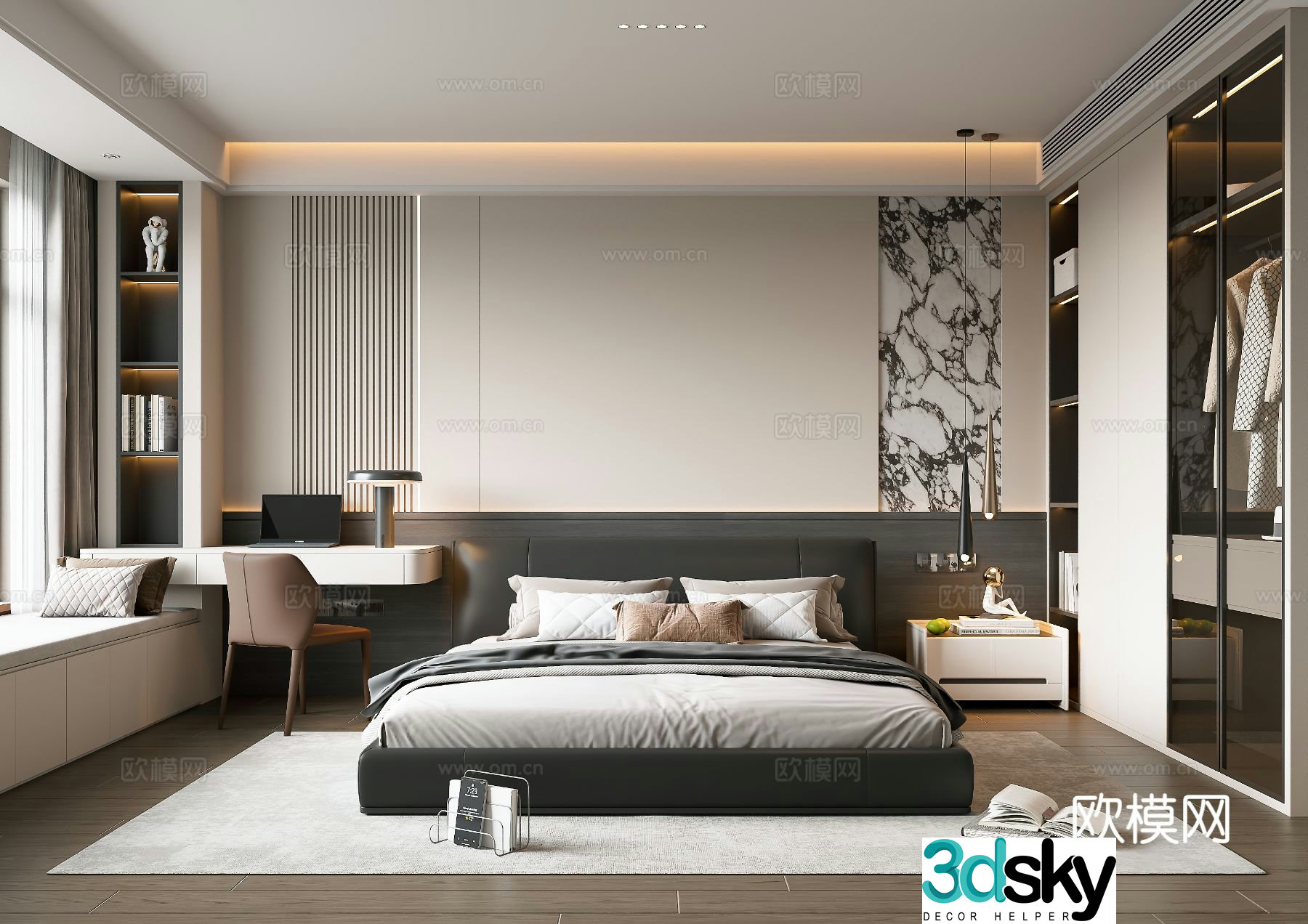 Italian style bedroom master bedroom 3d model