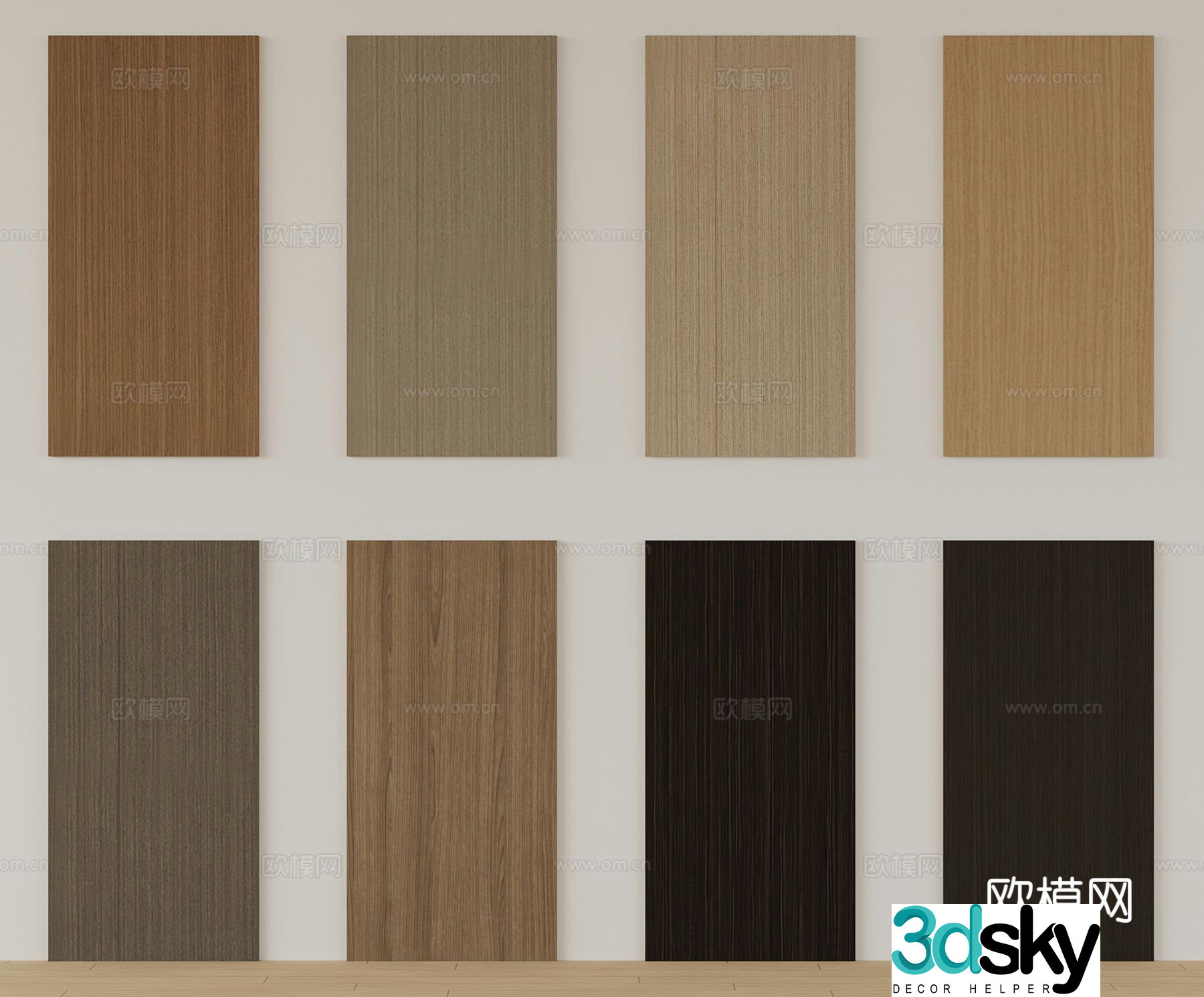 New Chinese style wainscot wood grain wood 3d model