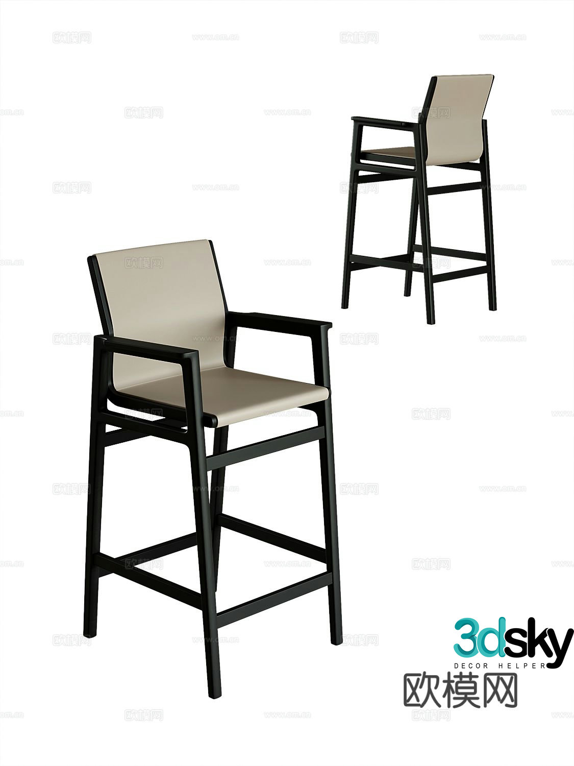 Modern bar stool bar stool high stool 3d model