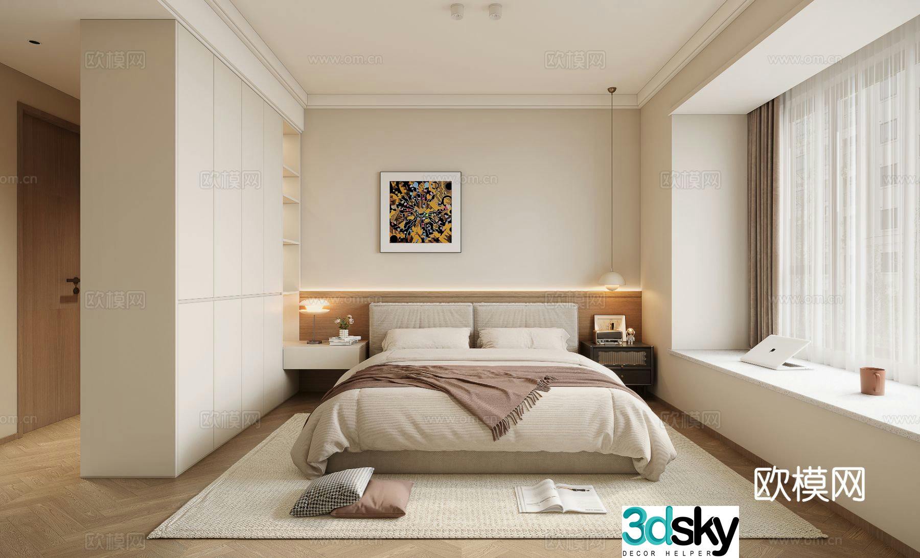 Cream style bedroom master bedroom 3d model