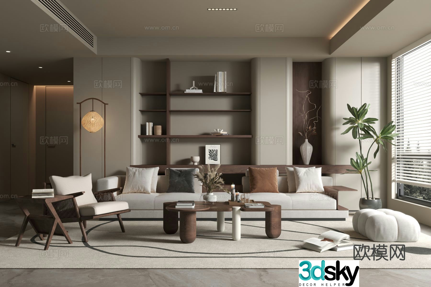 Wabi-sabi living room 3d model