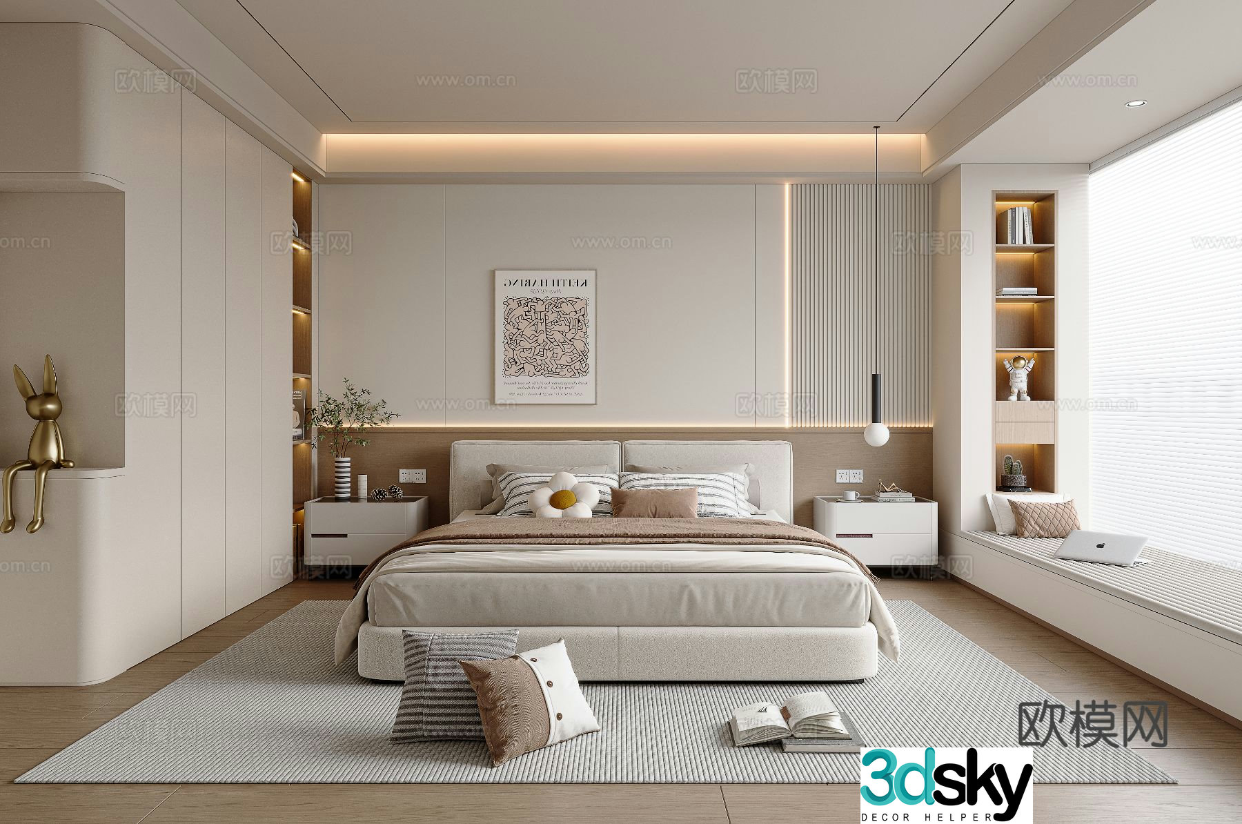 Cream style bedroom master bedroom 3d model