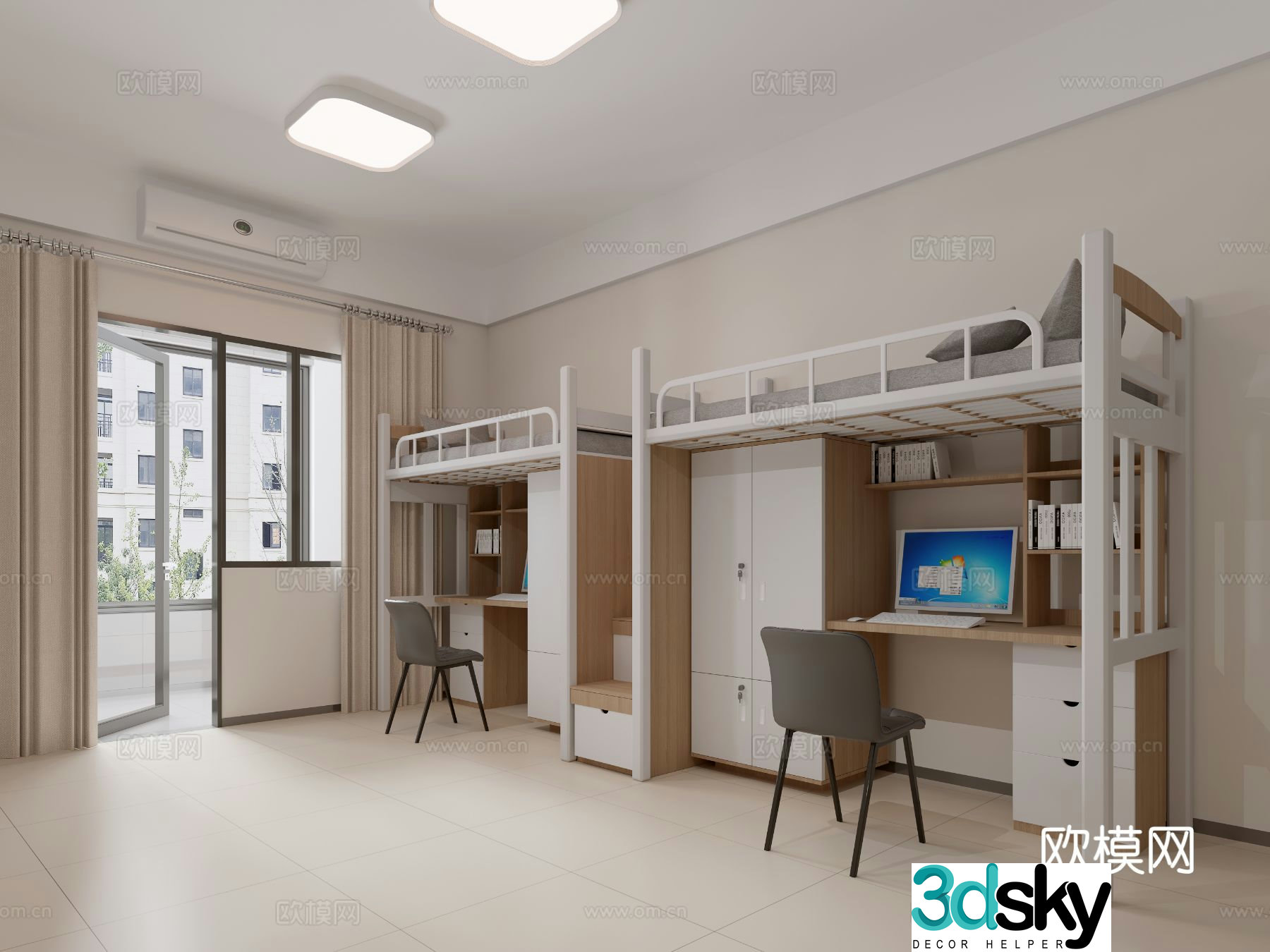 Modern student dormitory staff dormitory school dormitory 3D model