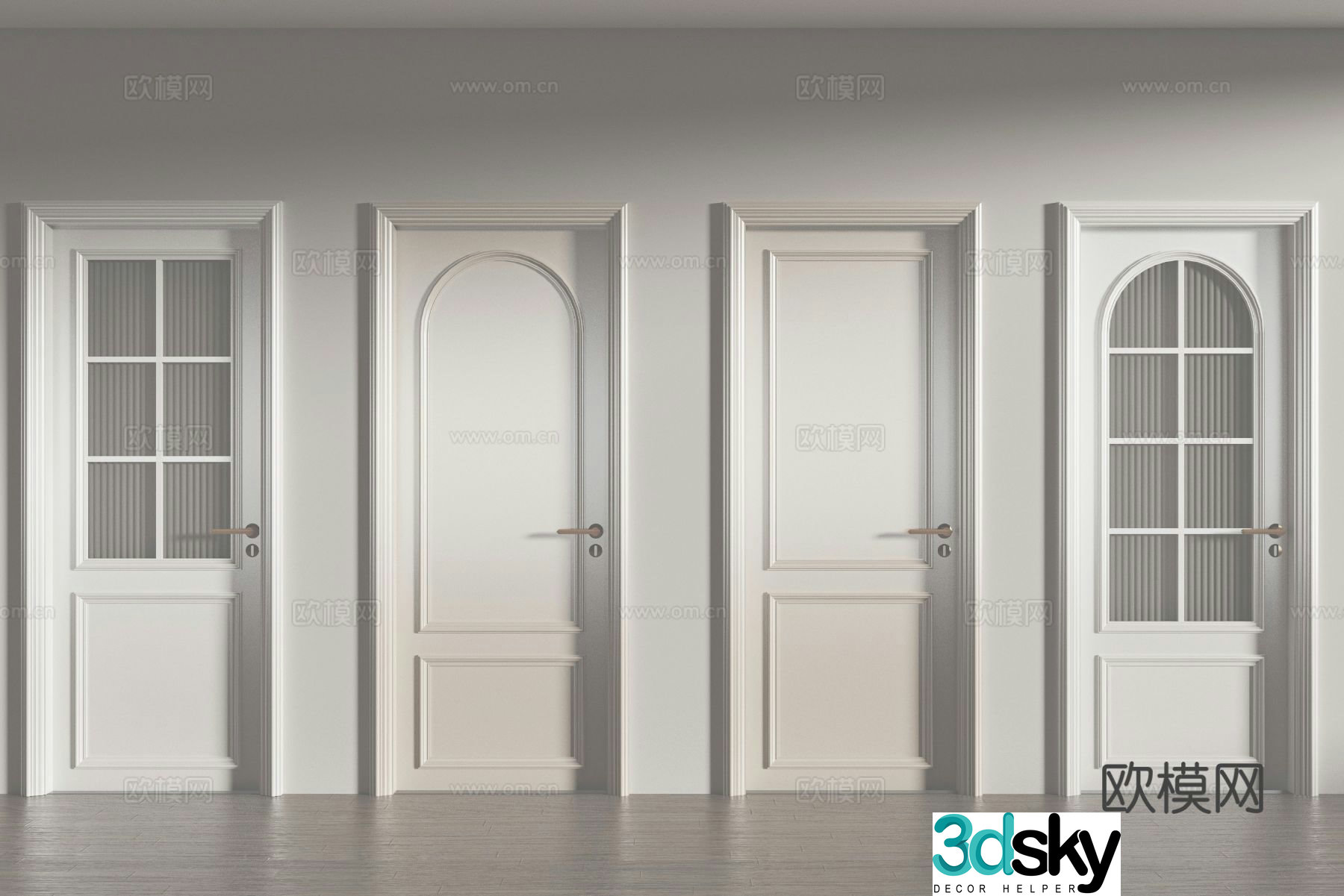 Modern white paint door bathroom door room door 3d model
