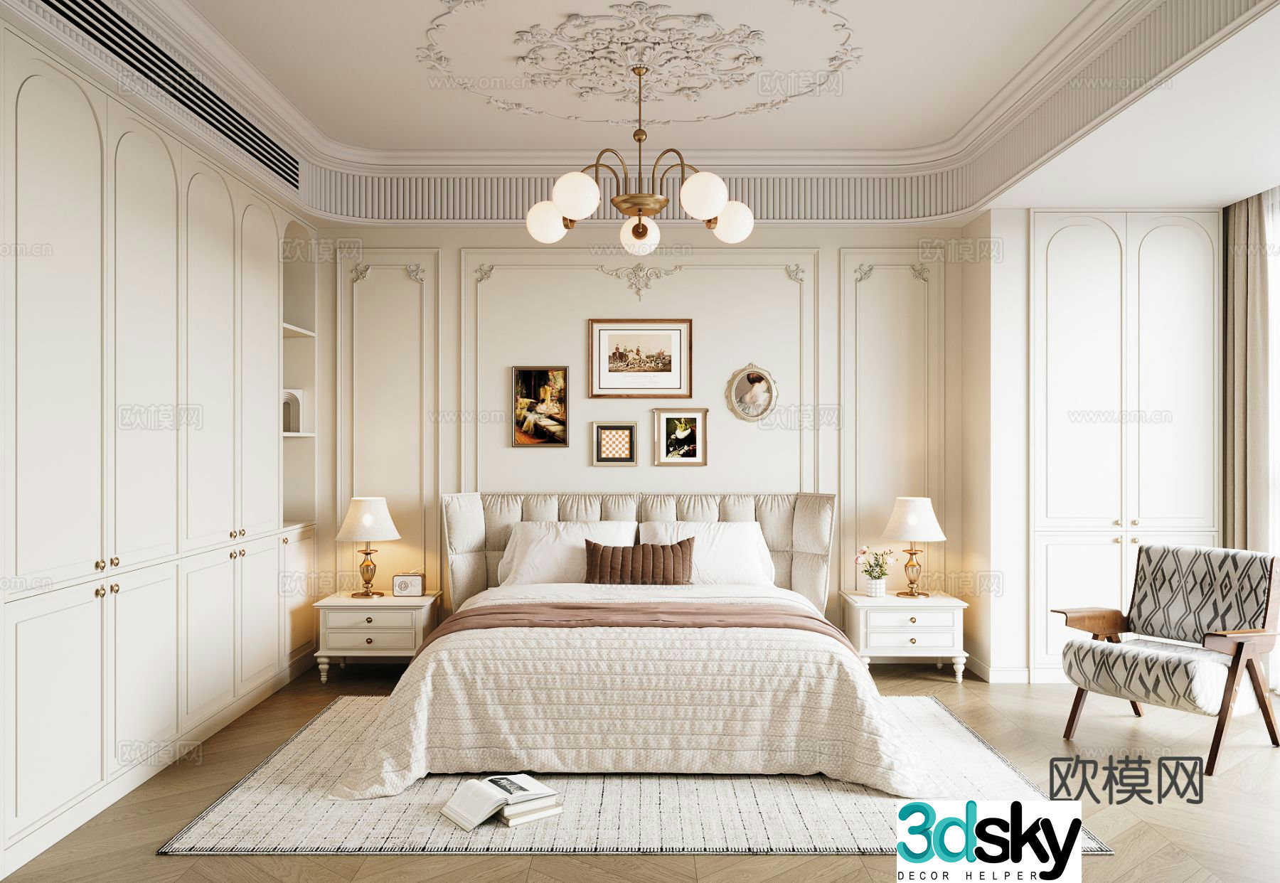 French bedroom master bedroom 3d model