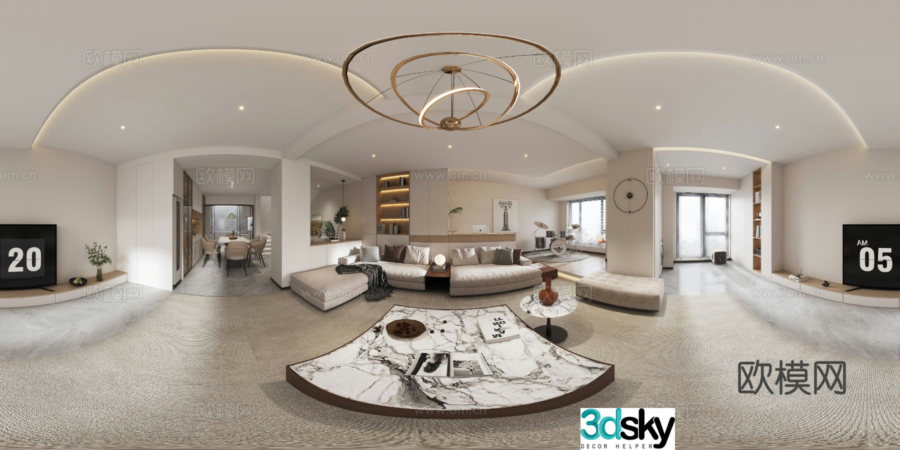 Modern guest restaurant cr panoramic 3d model
