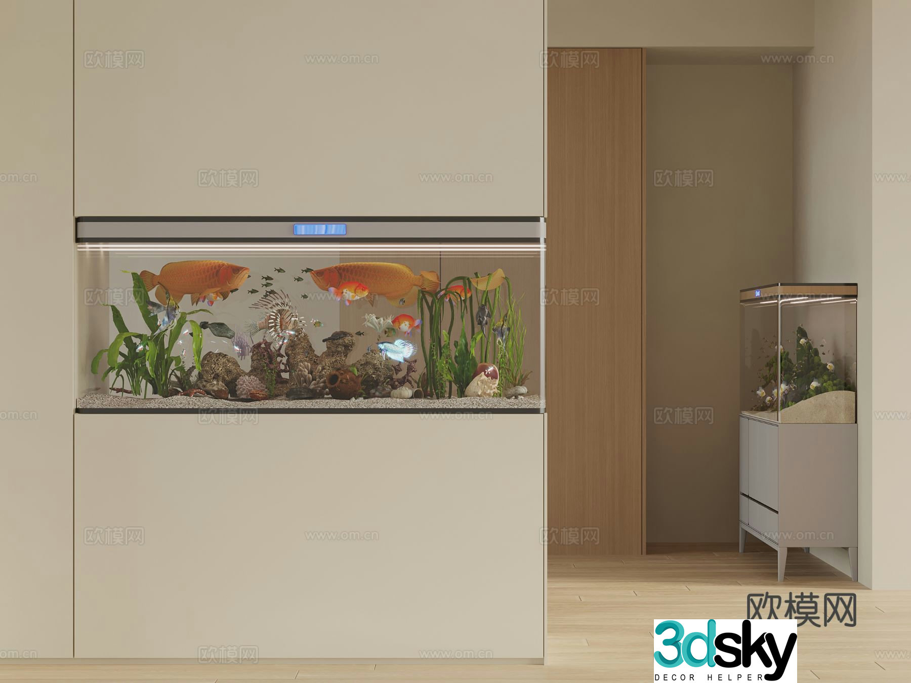 Modern fish tank aquarium fish tank cabinet 3d model