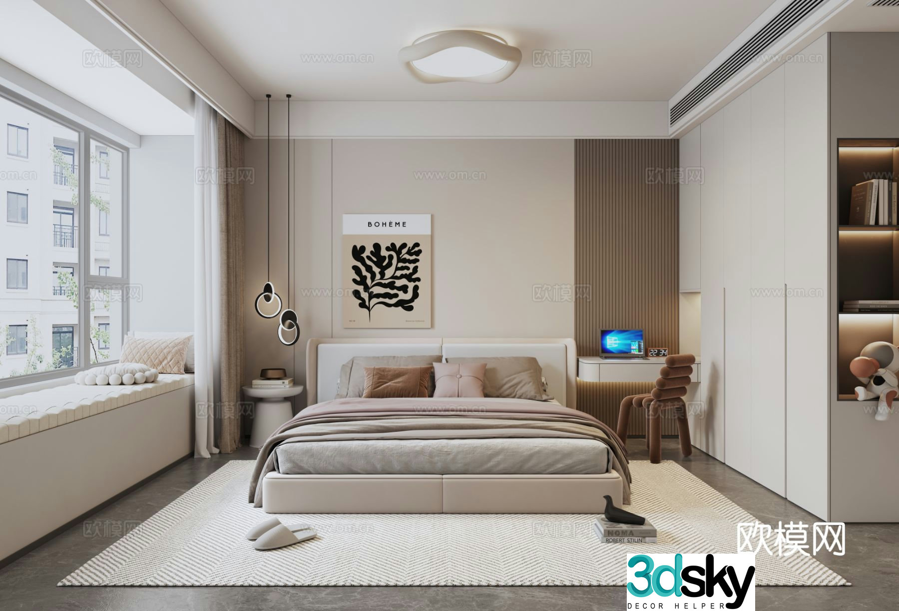 Modern bedroom master bedroom 3d model