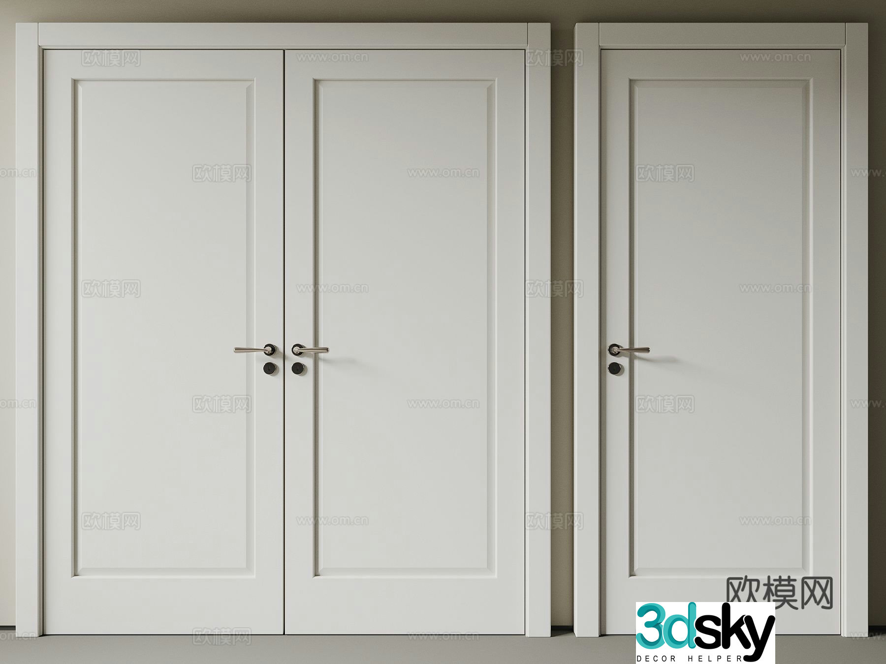Modern bedroom door double door 3d model
