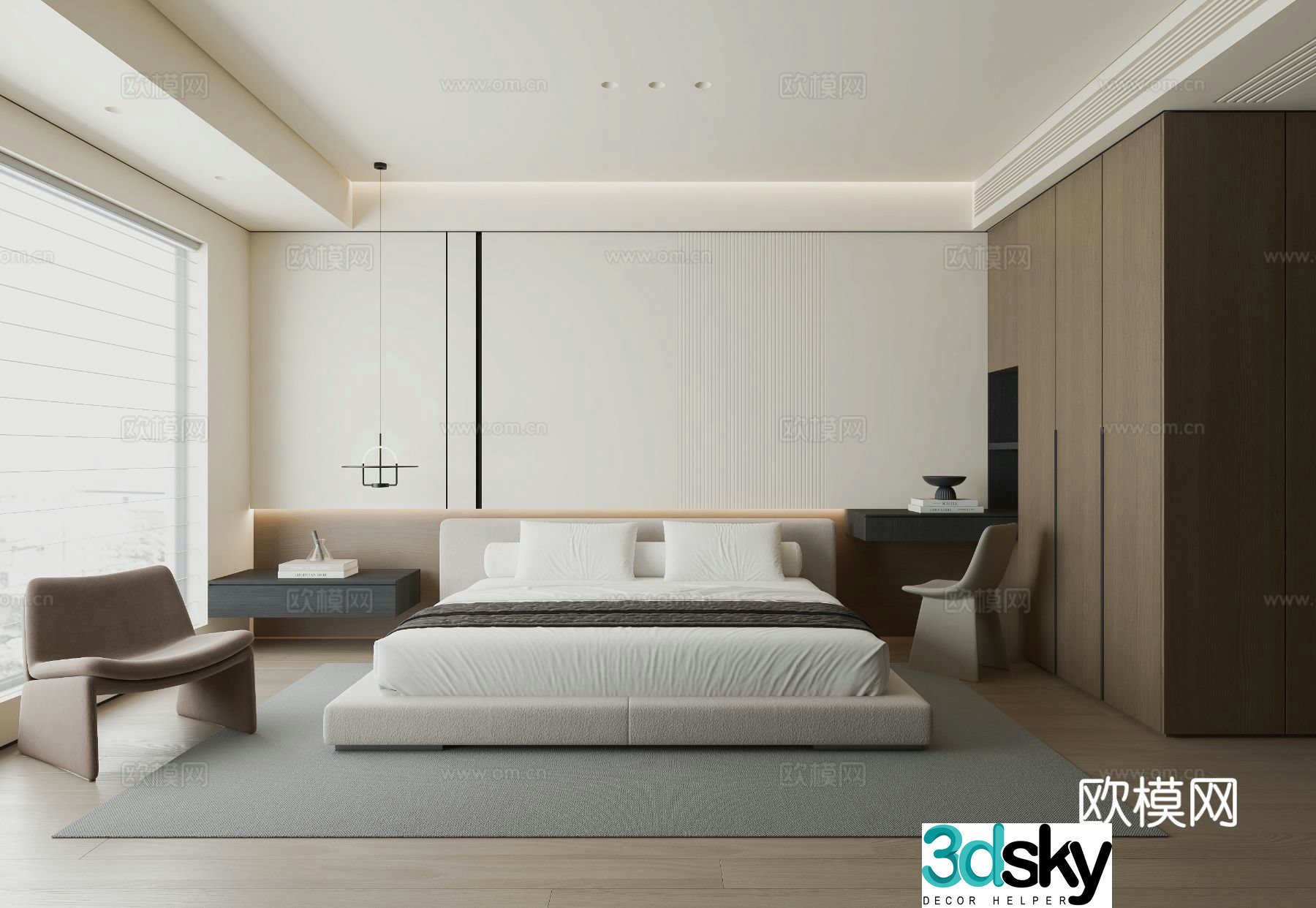Modern bedroom master bedroom 3d model