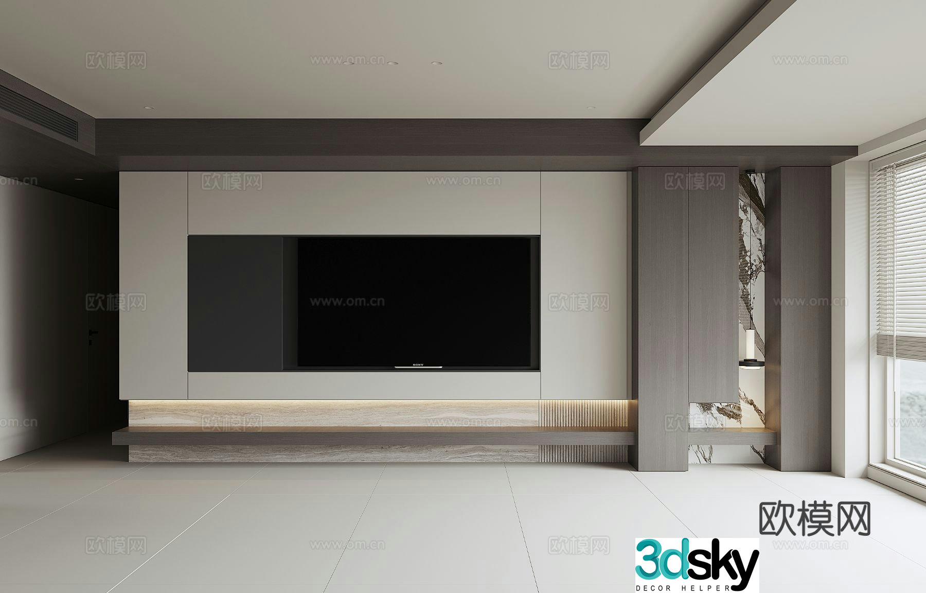 Modern TV background wall 3d model
