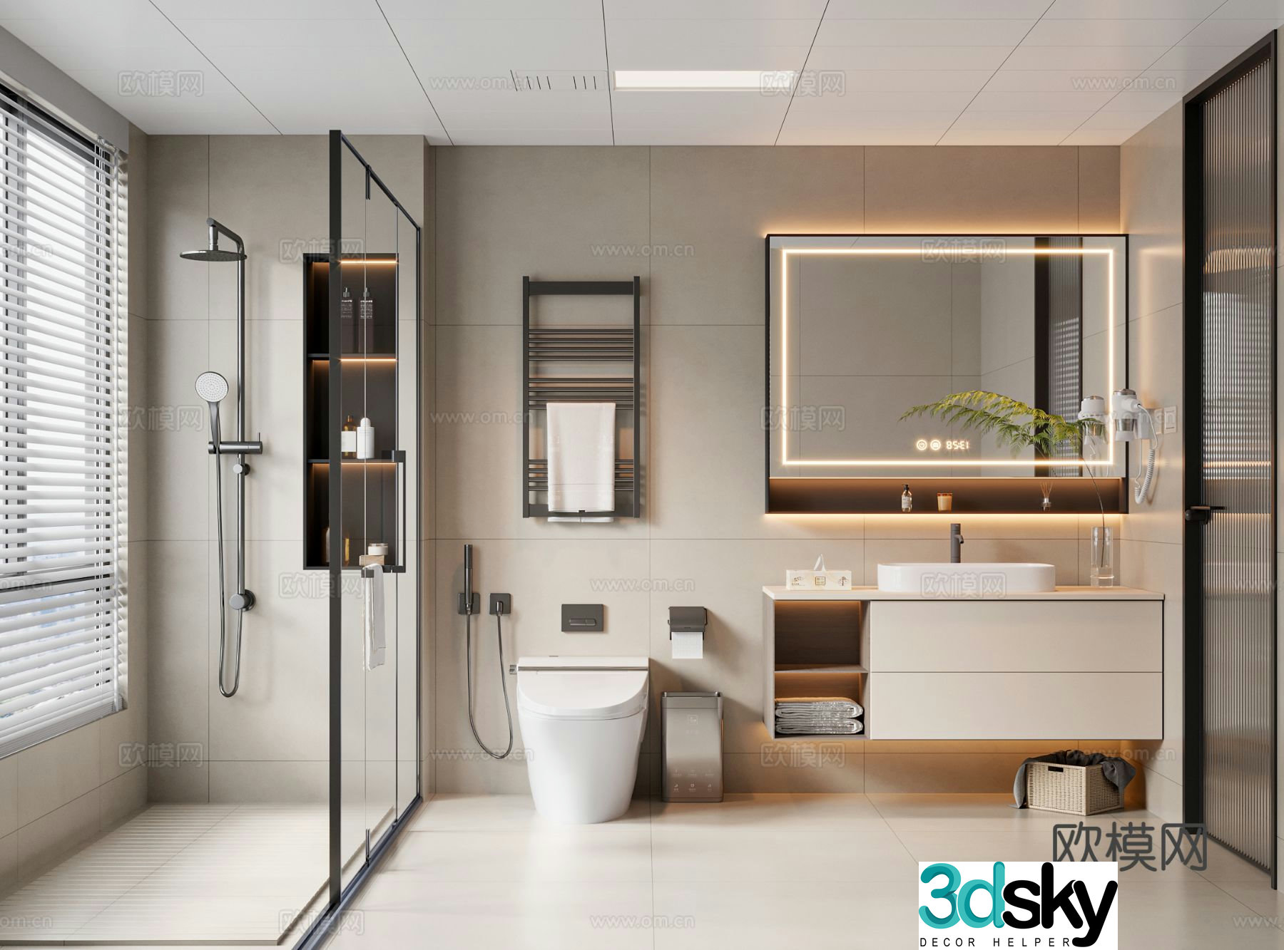 Modern bathroom bathroom 3d model
