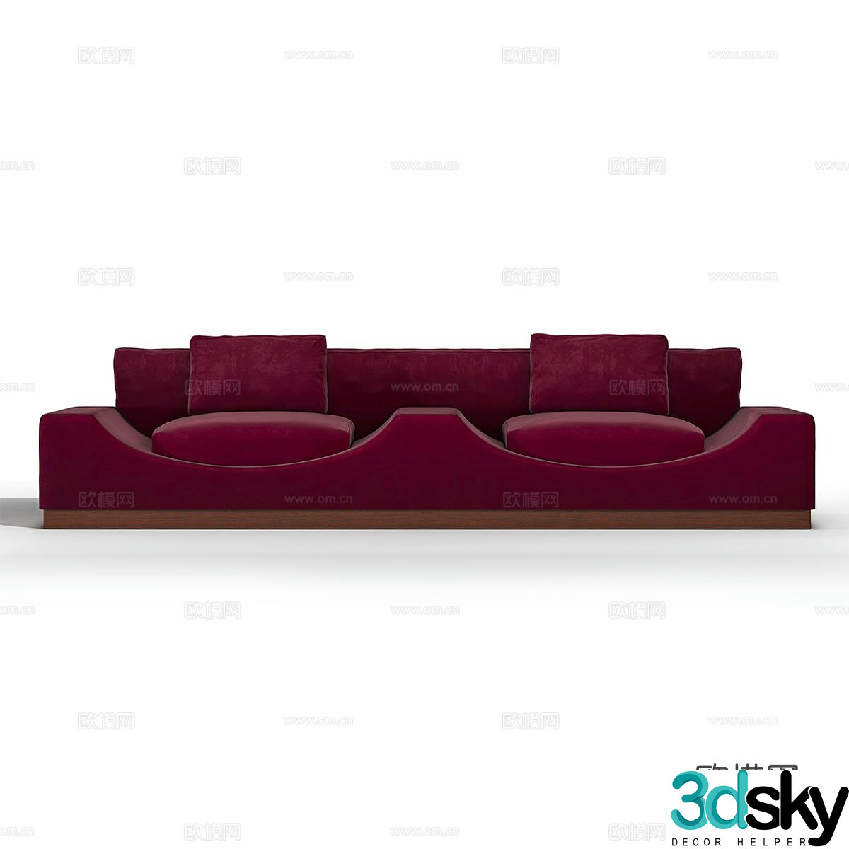 Modern double sofa fabric sofa 3d model