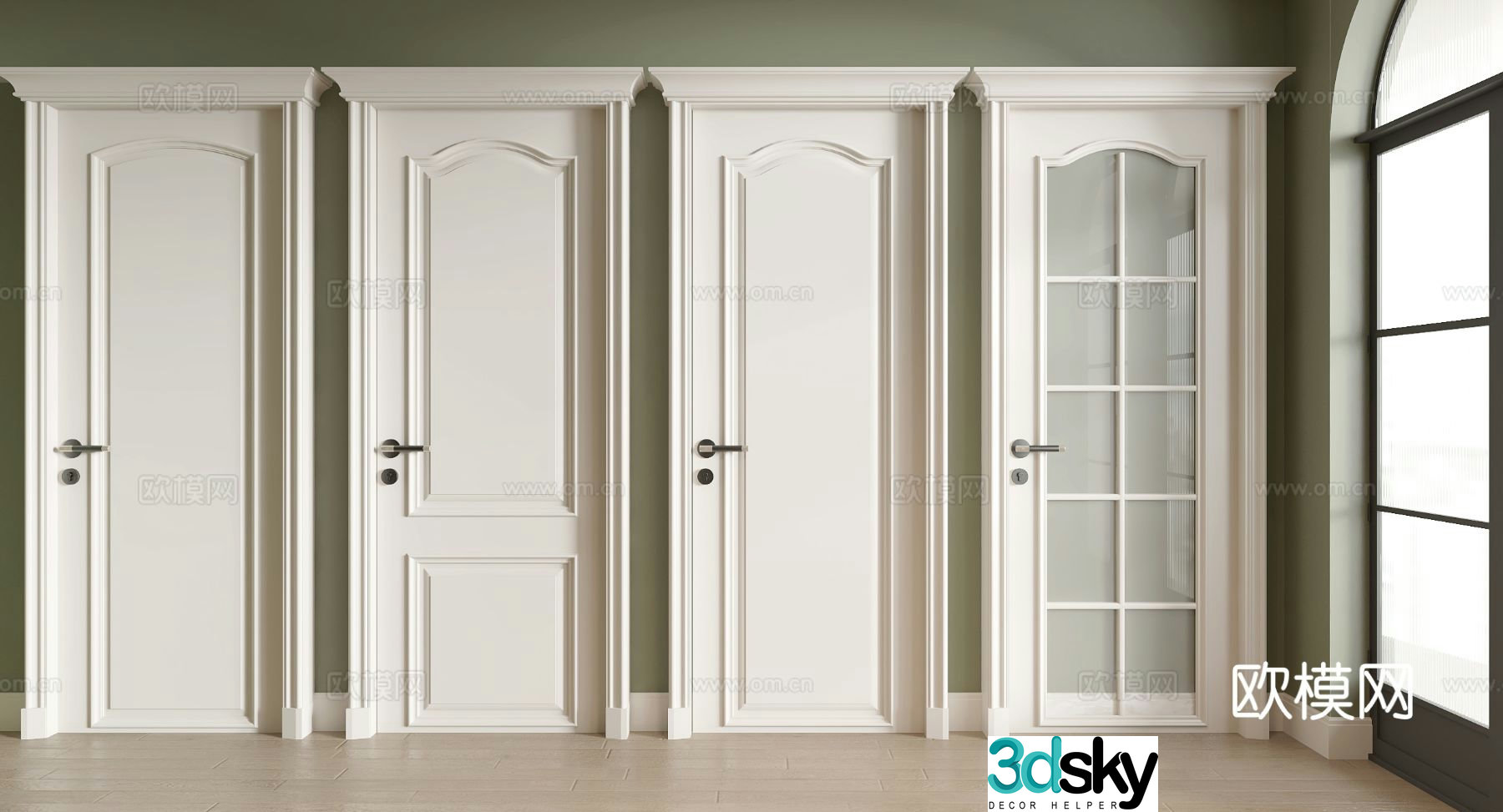 French door entrance door swing door 3d model