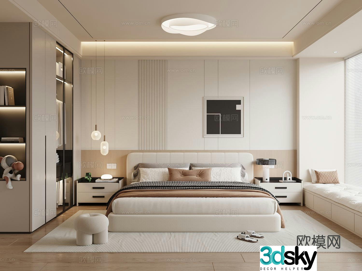 Creamy Bedroom Master Bedroom 3D Model