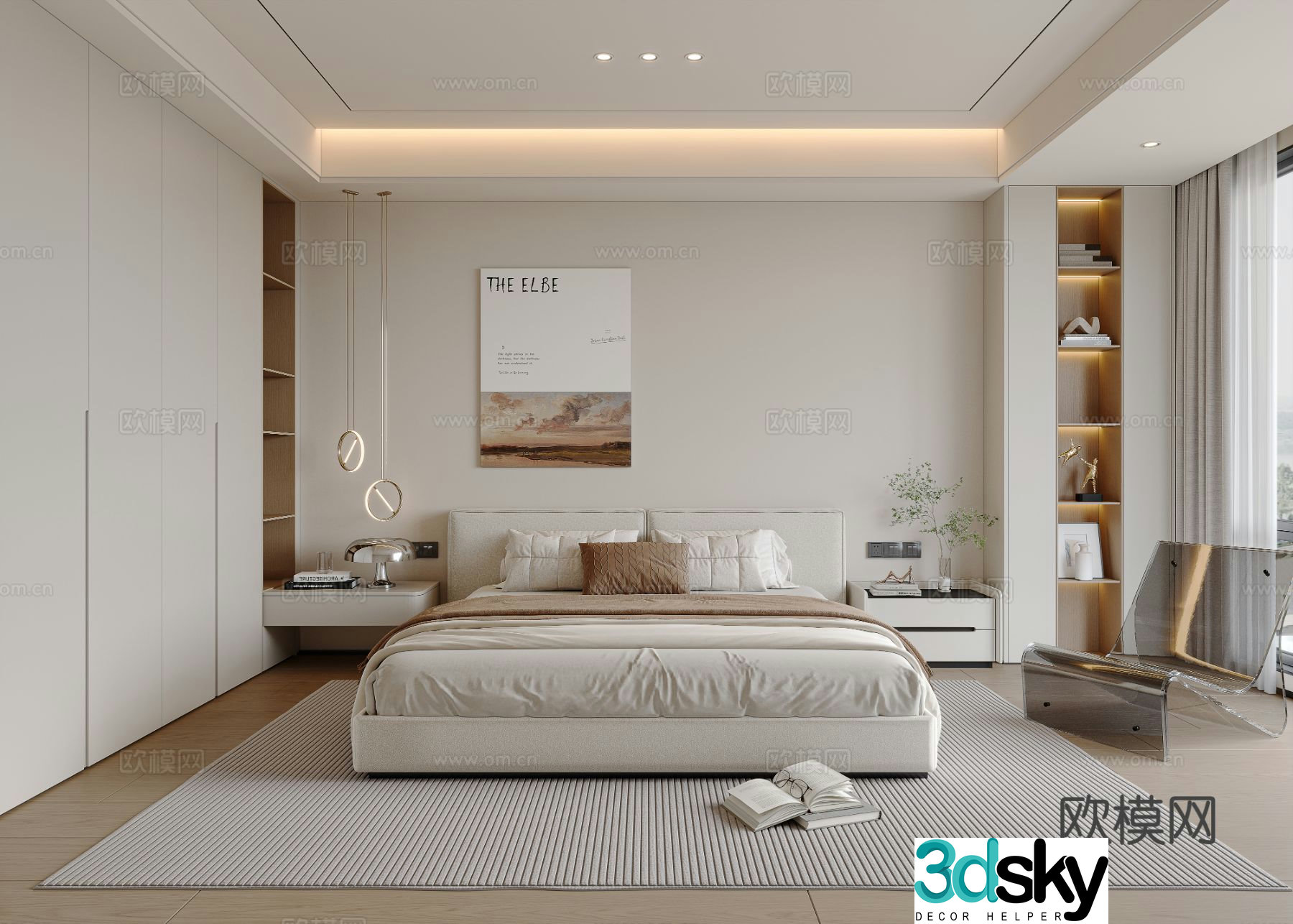 Creamy Bedroom Master Bedroom 3D Model