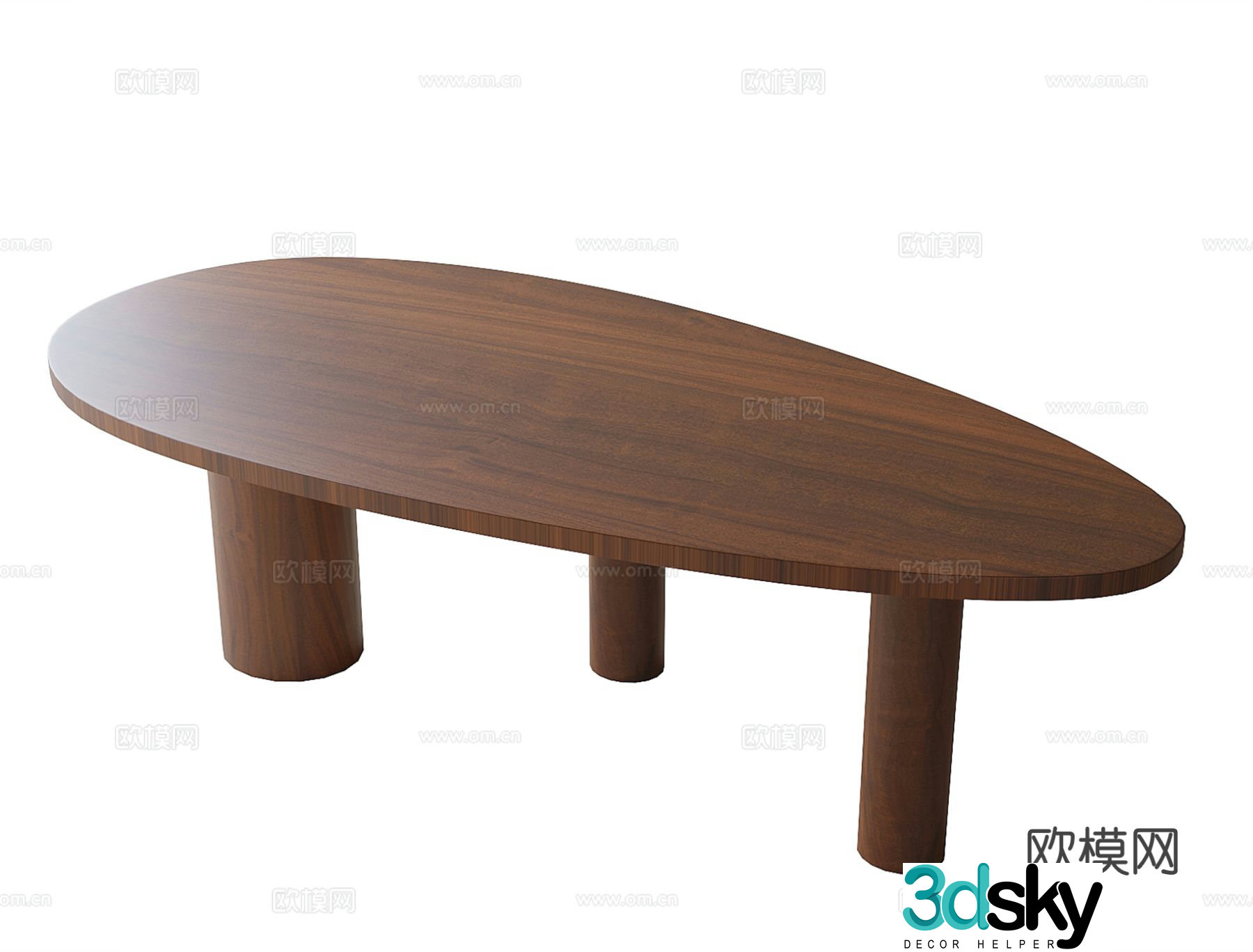 Modern oval coffee table 3d model