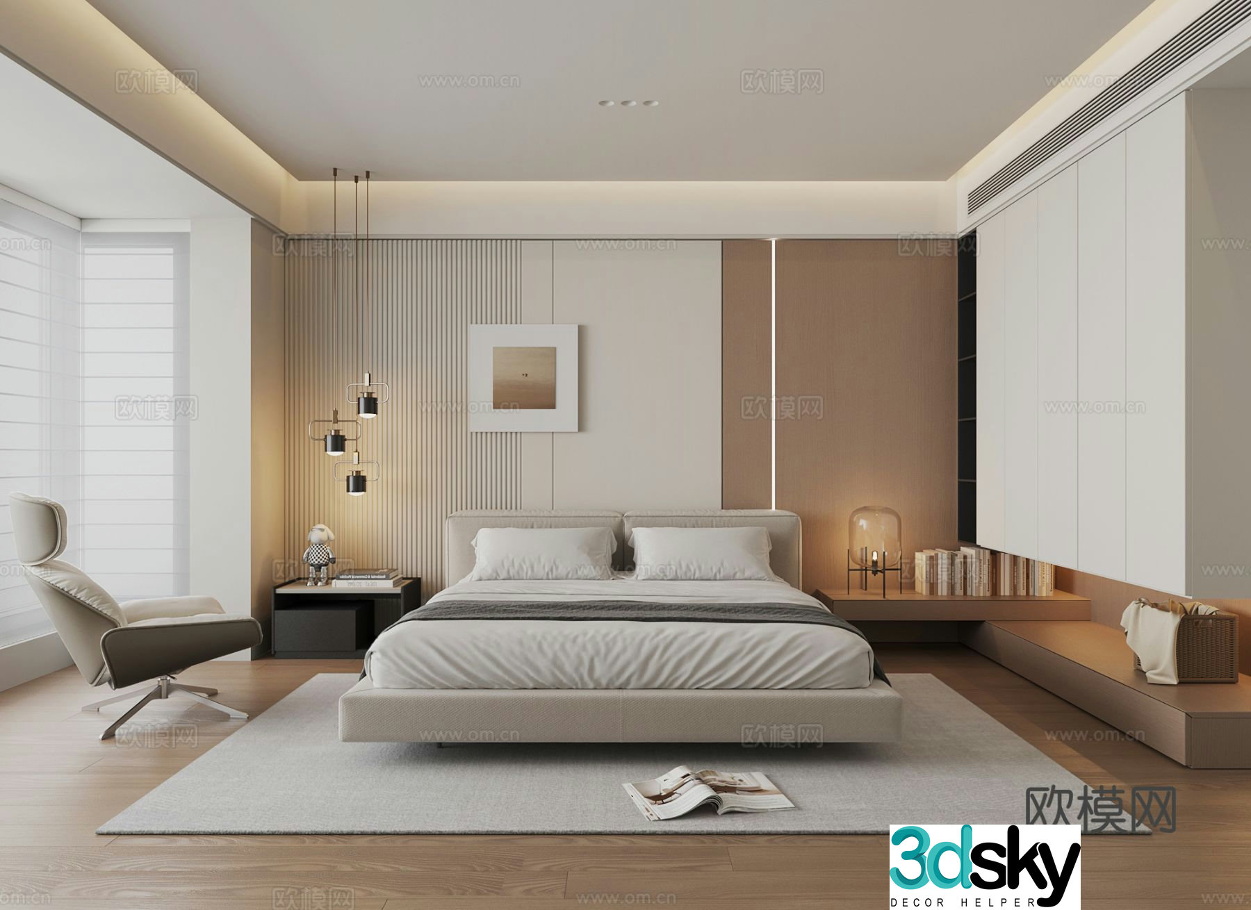 Modern bedroom master bedroom 3d model