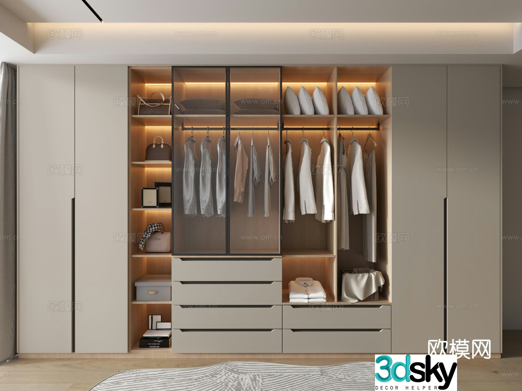Modern wardrobe glass wardrobe 3d model