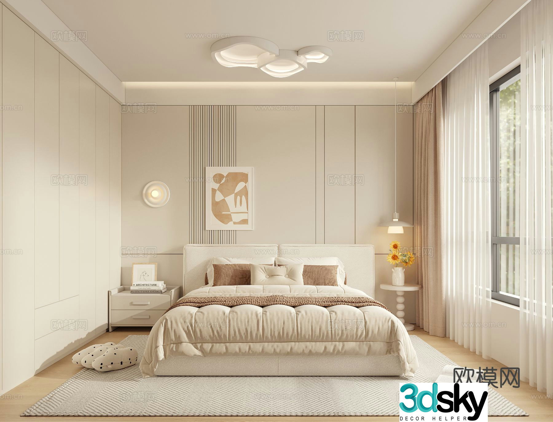 Cream style bedroom second bedroom daughterâ€™s room 3D model