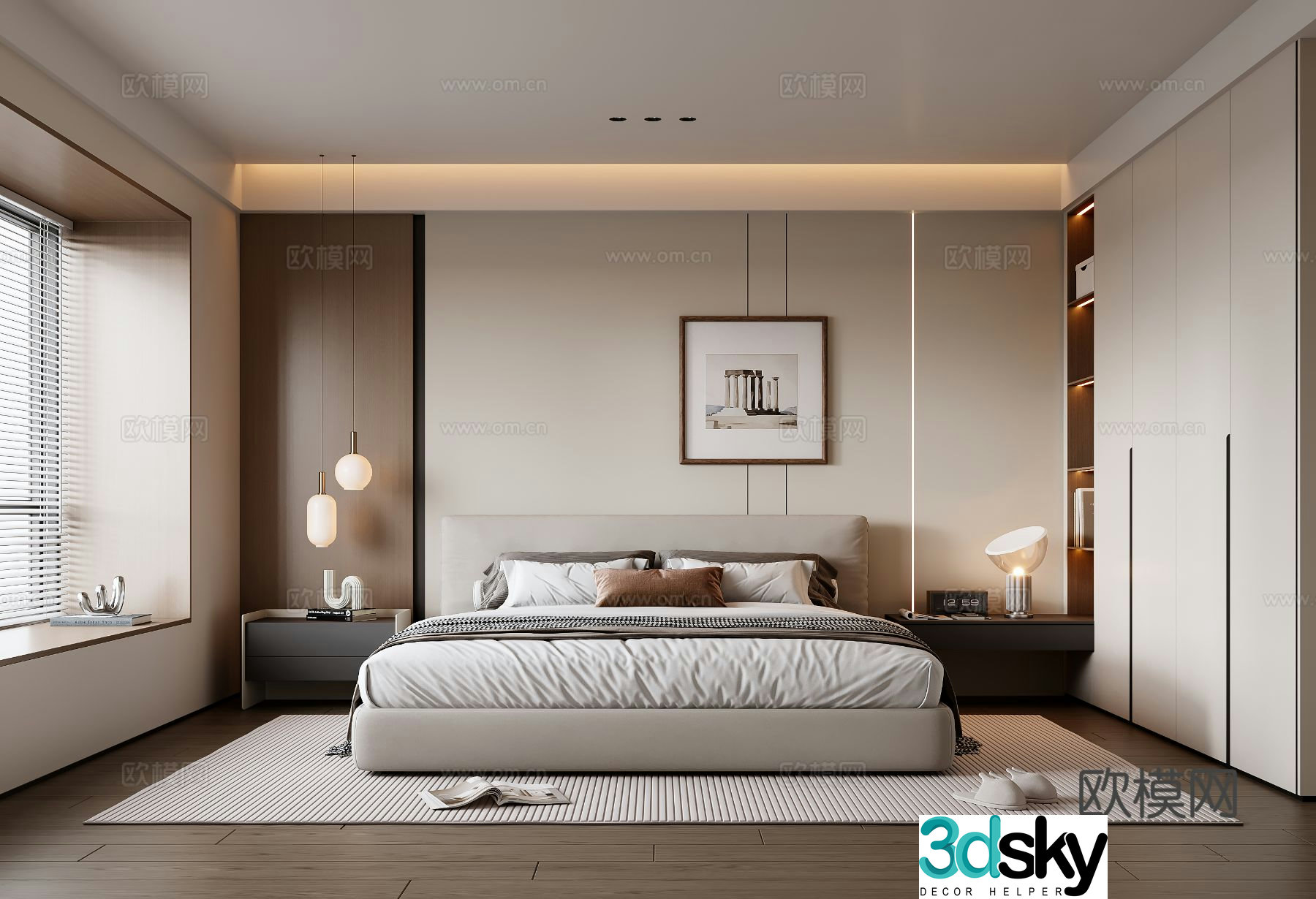Modern bedroom master bedroom 3d model