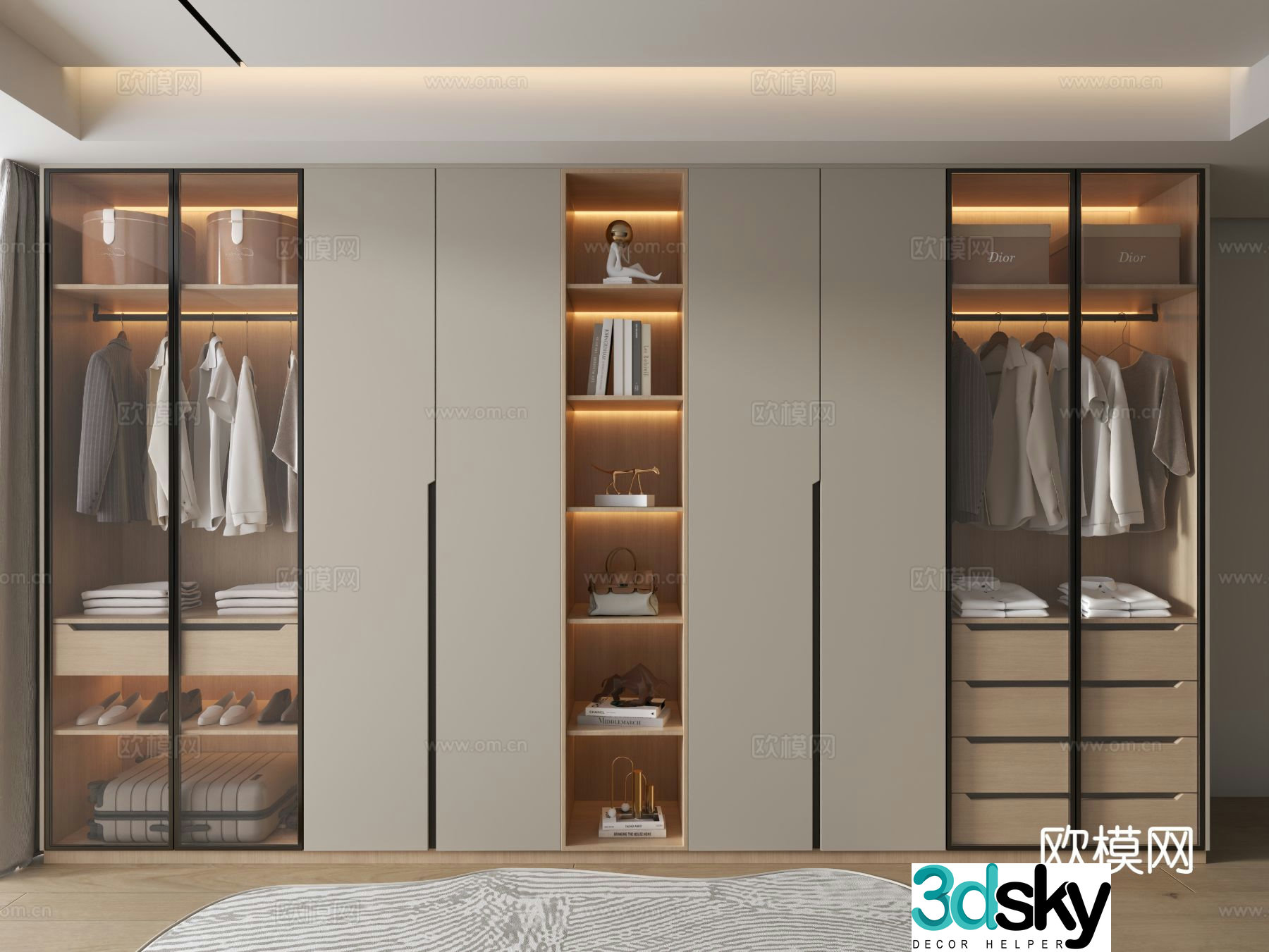 Modern wardrobe glass wardrobe 3d model