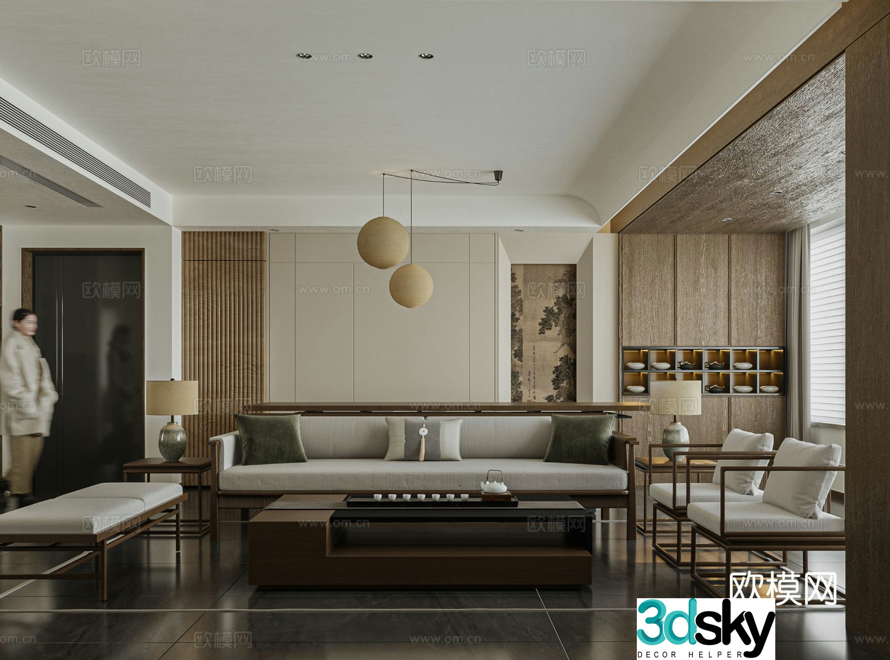 New Chinese style living room 3d model